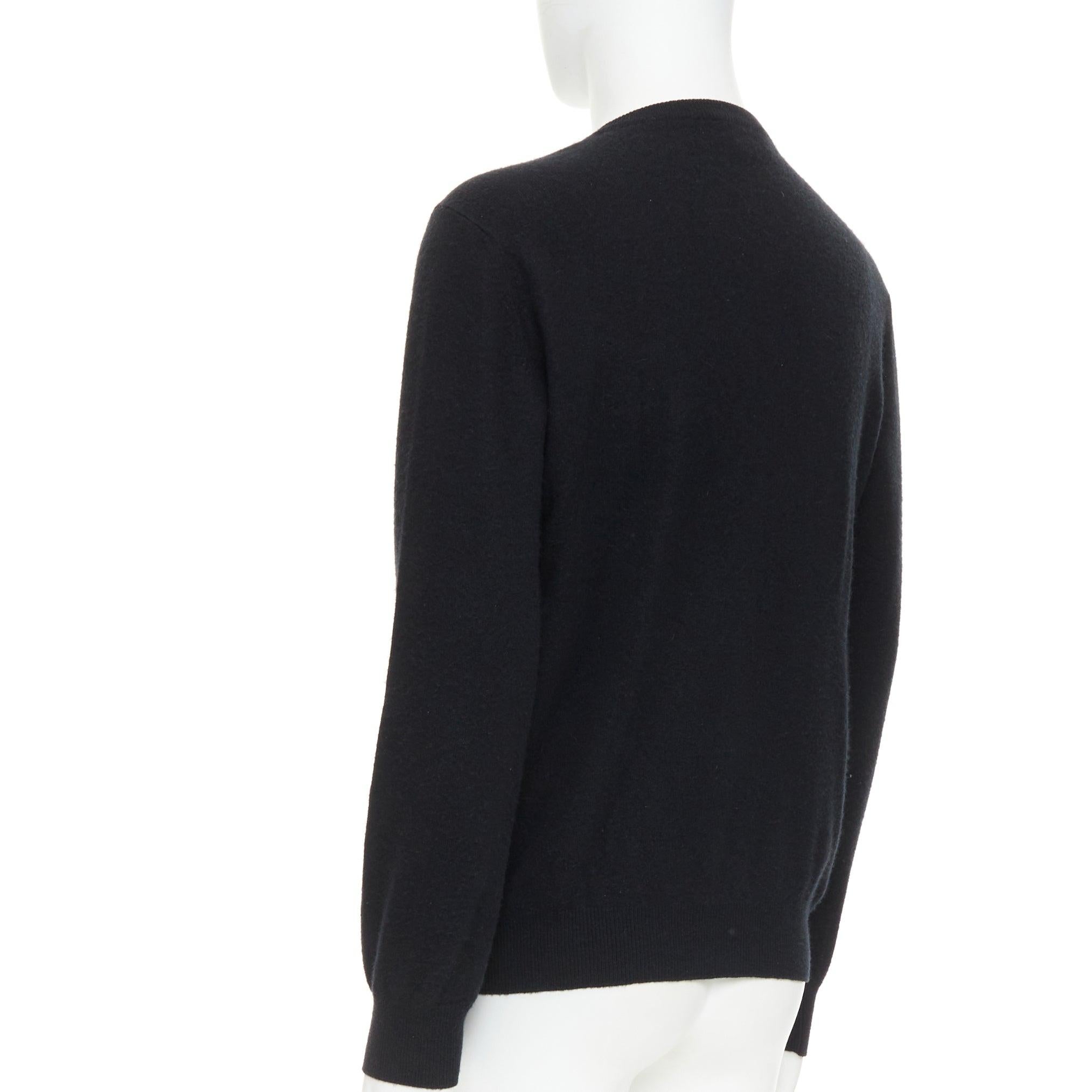 HERMES 100% Kaschmir schwarz V-Ausschnitt minimal klassischer Pullover XL im Angebot 1