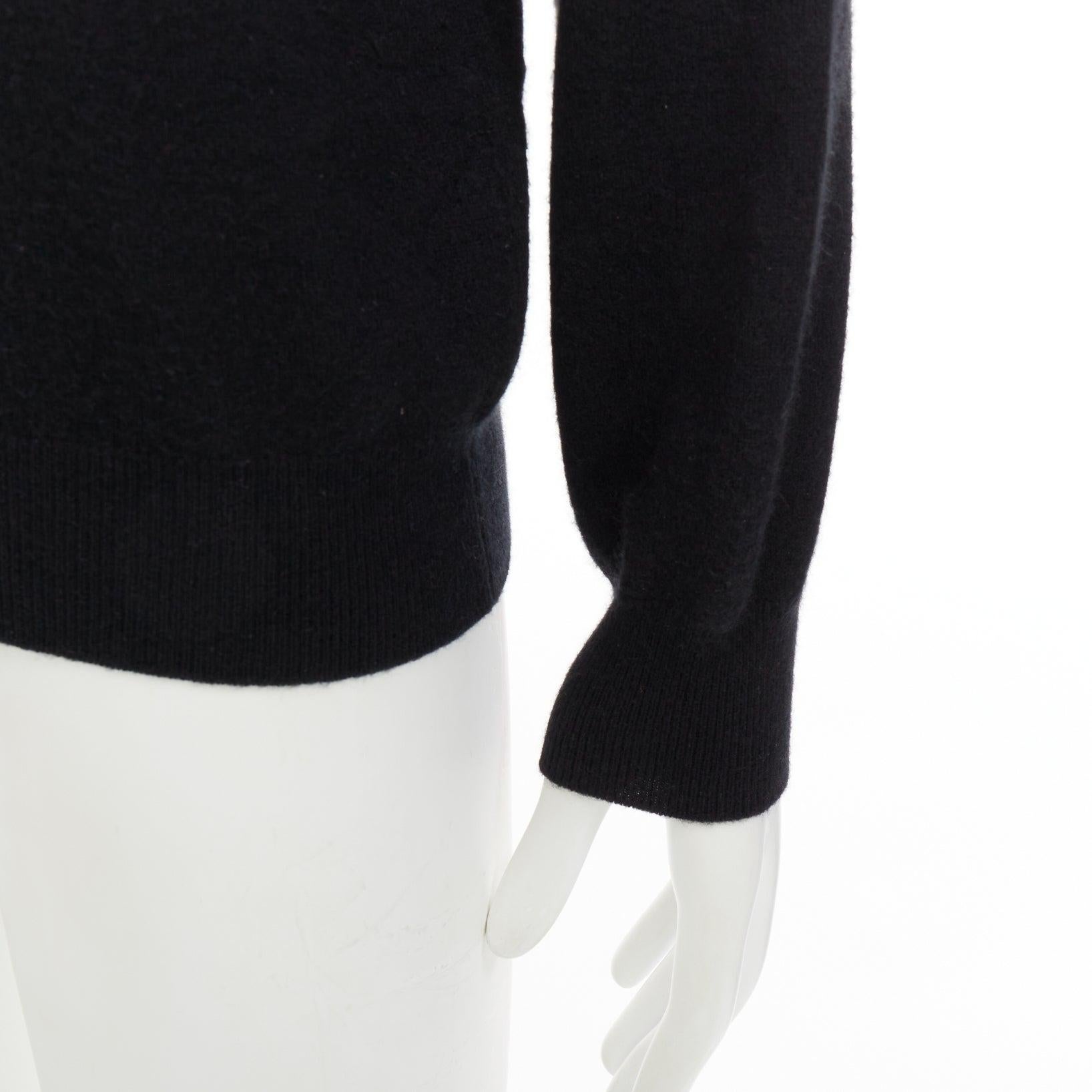 HERMES 100% Kaschmir schwarz V-Ausschnitt minimal klassischer Pullover XL im Angebot 2