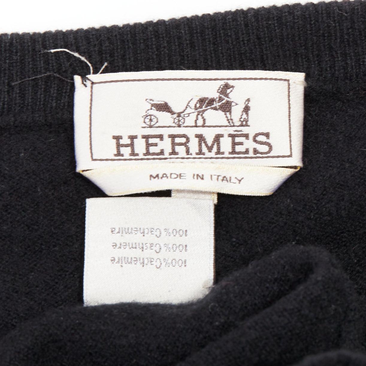 HERMES 100% Kaschmir schwarz V-Ausschnitt minimal klassischer Pullover XL im Angebot 3