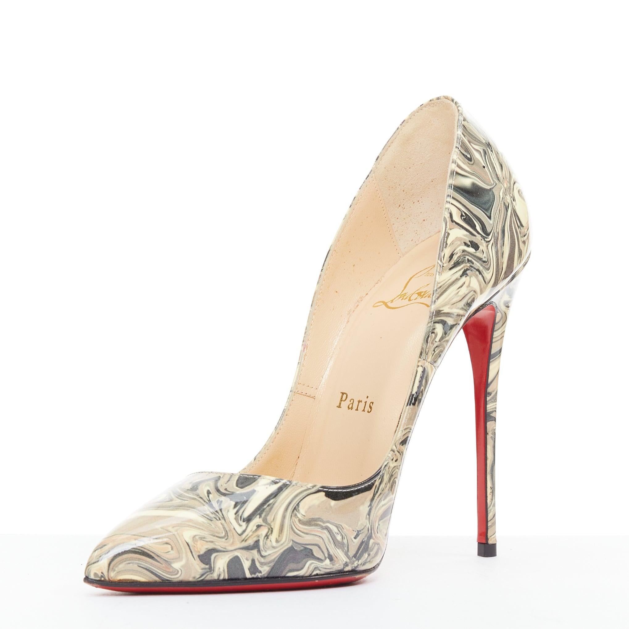 CHRISTIAN LOUBOUTIN So Kate Marmor Wirbel Druck Lackleder hohe Absätze EU36 im Zustand „Hervorragend“ im Angebot in Hong Kong, NT