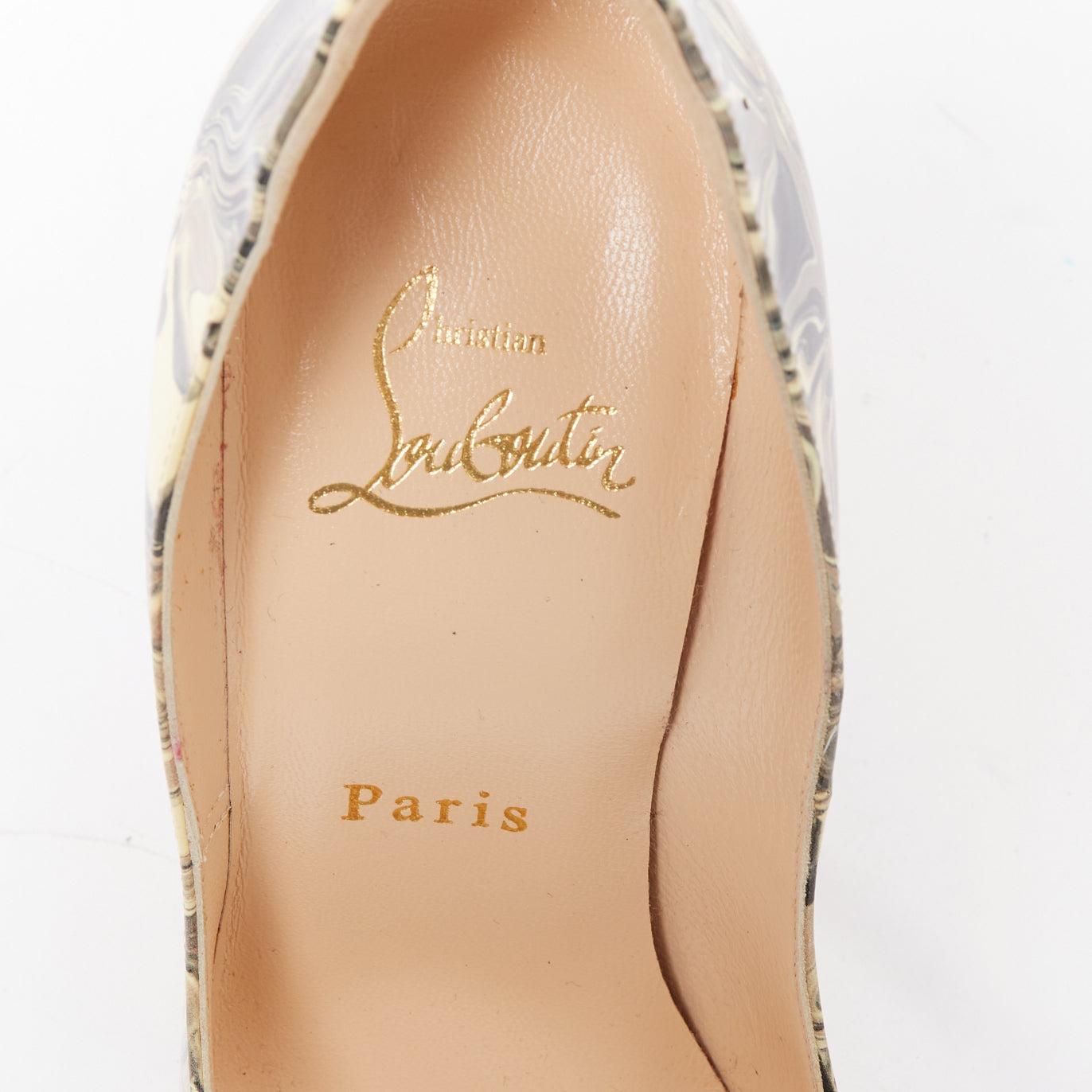 CHRISTIAN LOUBOUTIN So Kate Marmor Wirbel Druck Lackleder hohe Absätze EU36 im Angebot 4
