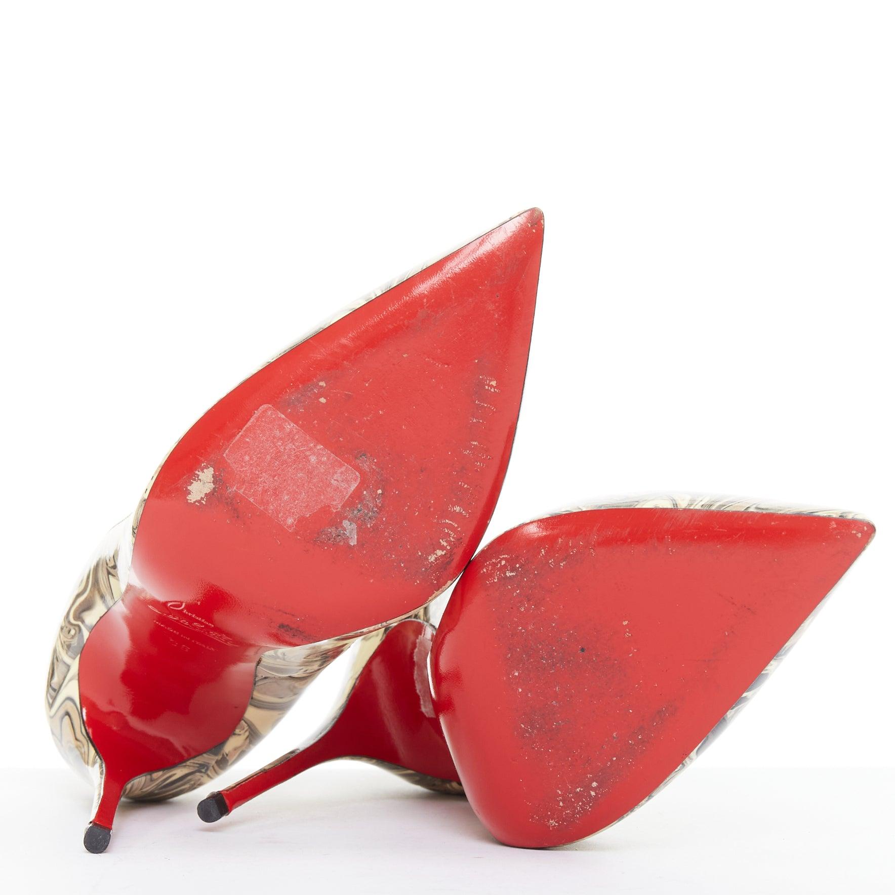 CHRISTIAN LOUBOUTIN So Kate Marmor Wirbel Druck Lackleder hohe Absätze EU36 im Angebot 5