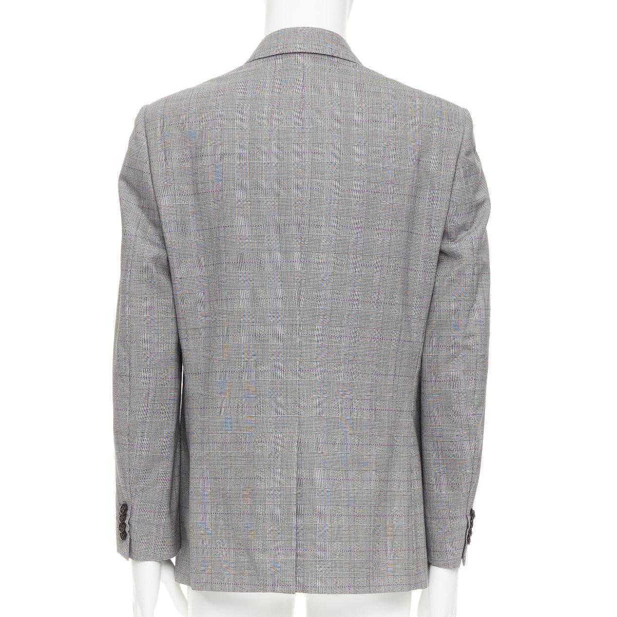 Etro grigio viola pied de poule monopetto con tasca a patta blazer IT52 XL in vendita 1