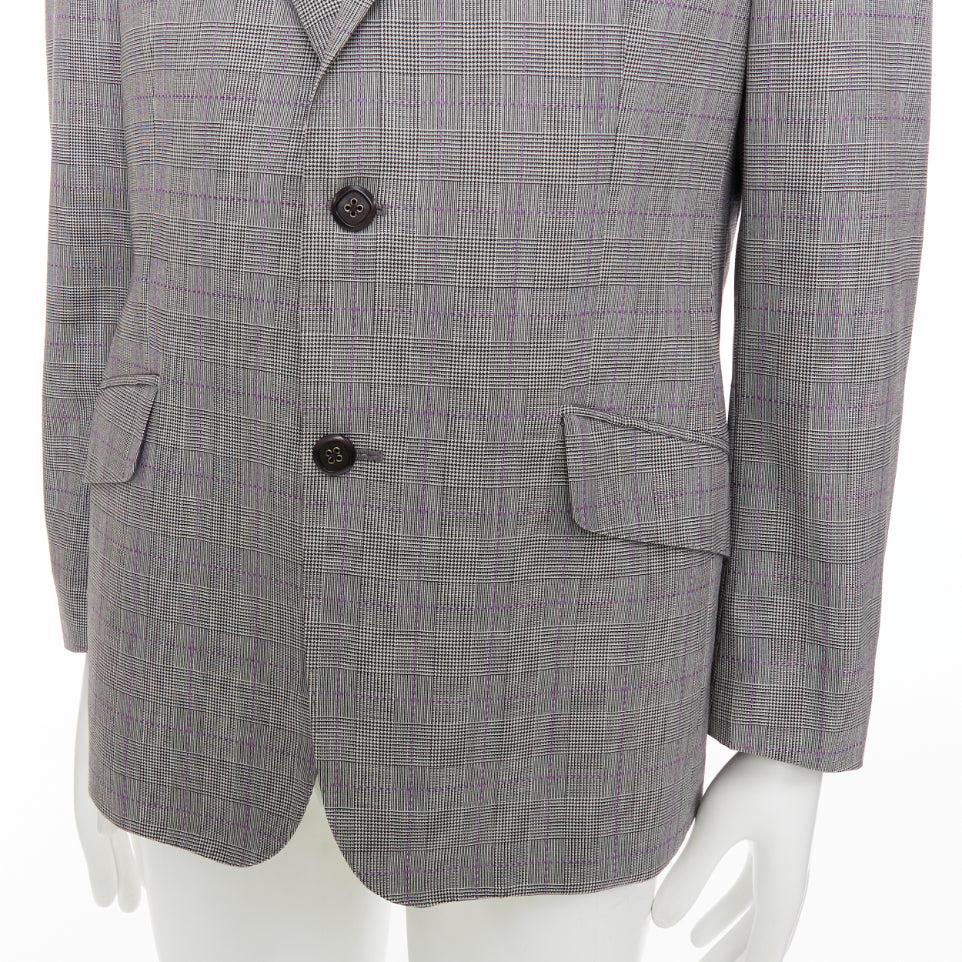 Etro grigio viola pied de poule monopetto con tasca a patta blazer IT52 XL in vendita 2