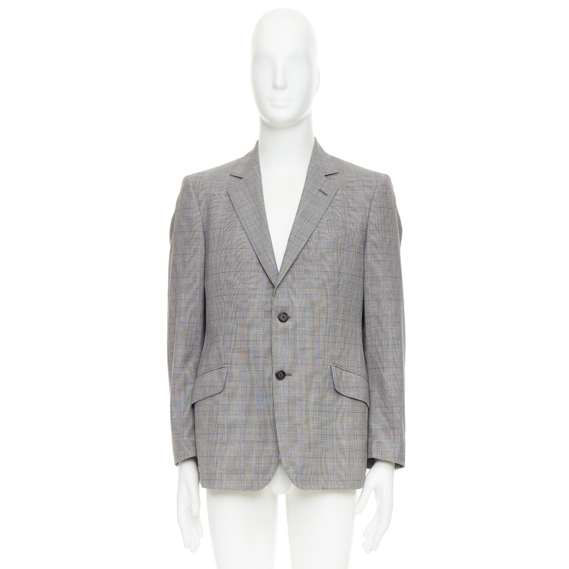 Etro grigio viola pied de poule monopetto con tasca a patta blazer IT52 XL in vendita 4