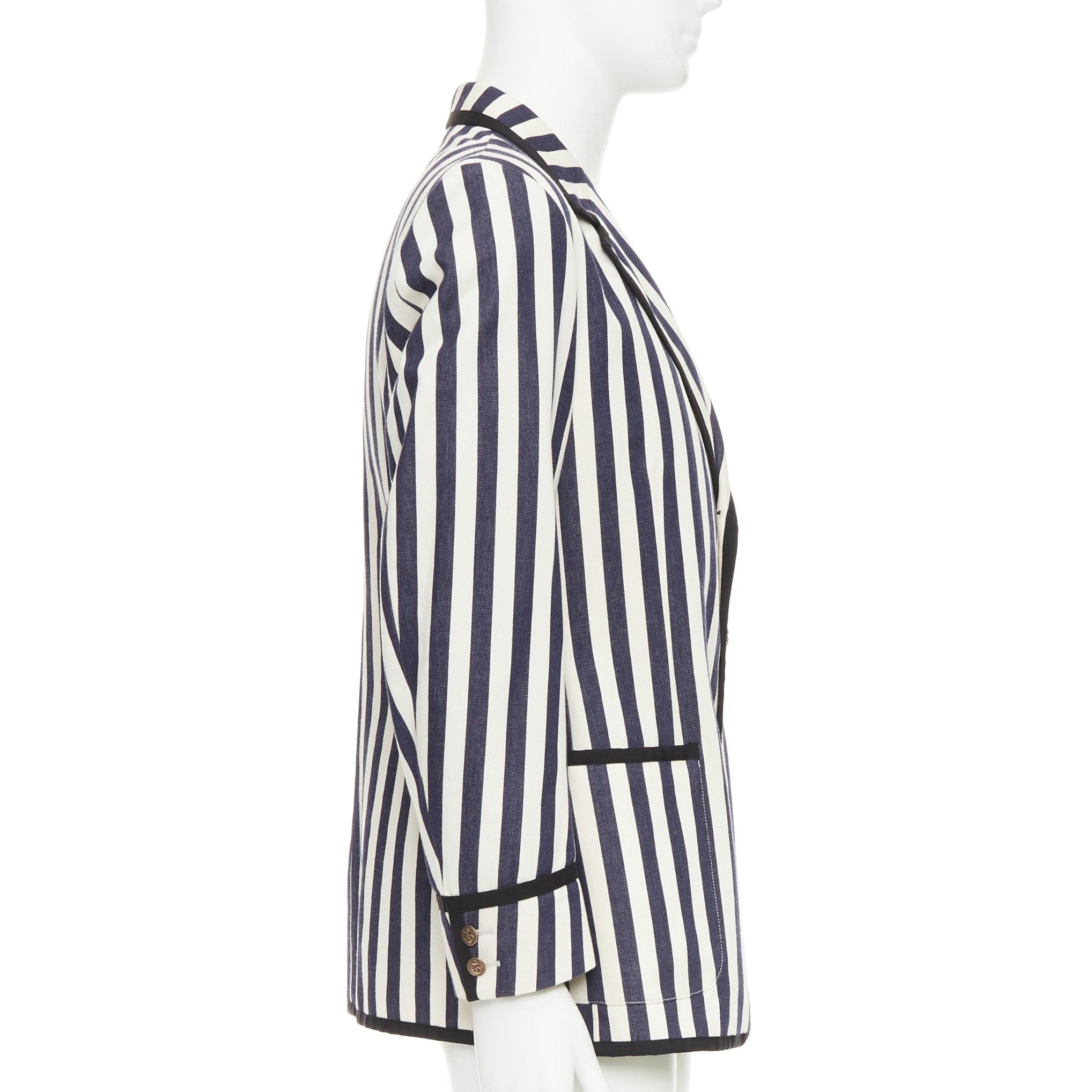 Gucci blazer nautico a righe in cotone crema navy con bottoni ad ancora IT52 XL In condizioni ottime in vendita a Hong Kong, NT