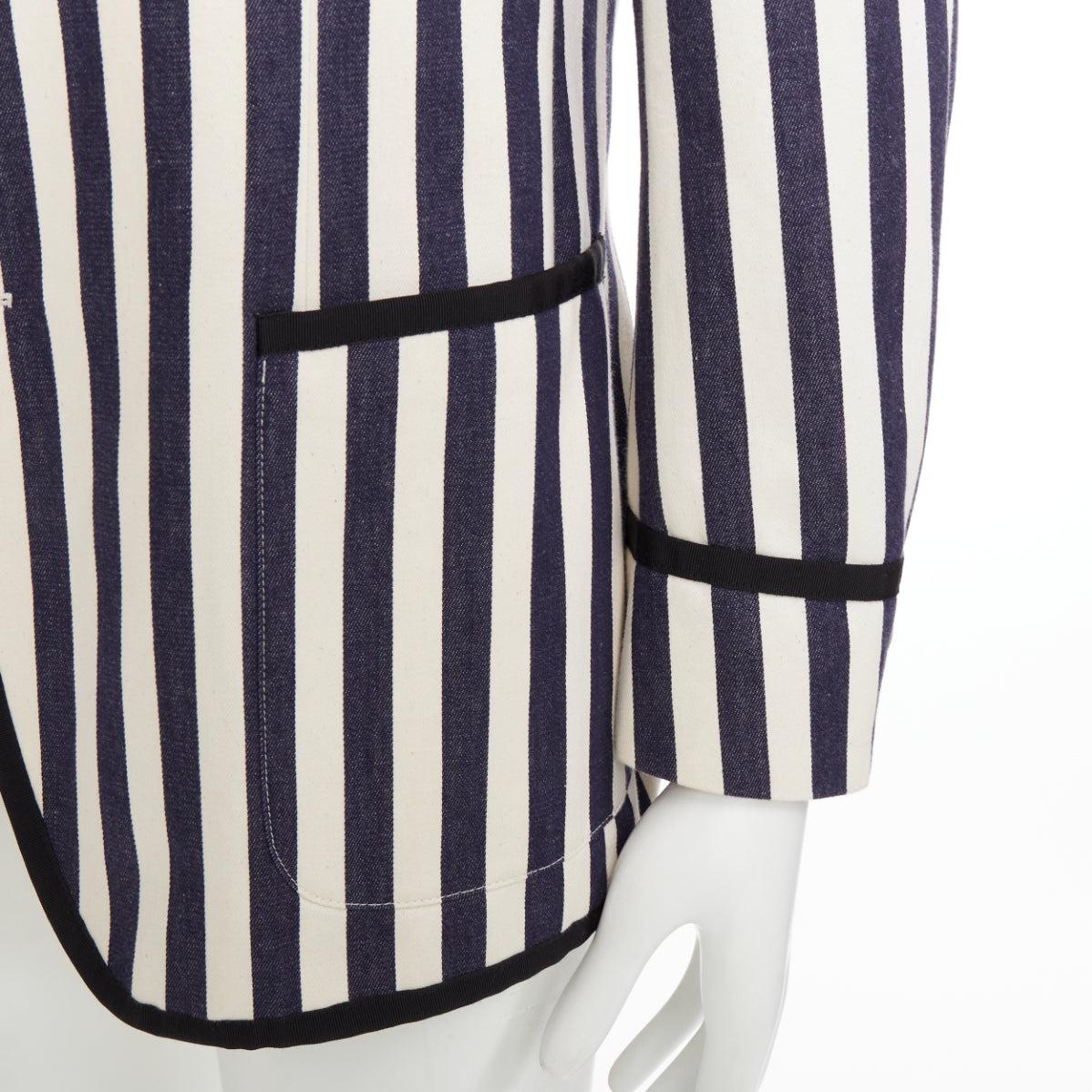Gucci blazer nautico a righe in cotone crema navy con bottoni ad ancora IT52 XL in vendita 2
