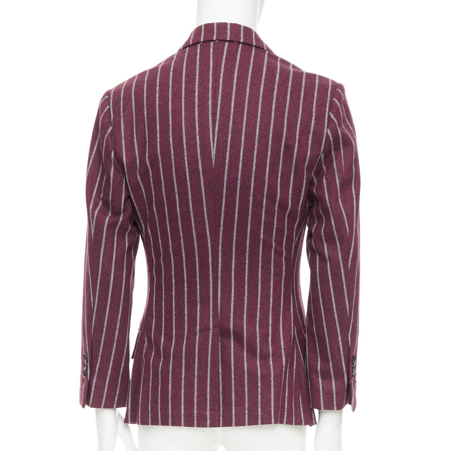 De los hombres DOLCE GABBANA blazer de lana gris burdeos a rayas con bolsillo con solapa IT50 L en venta