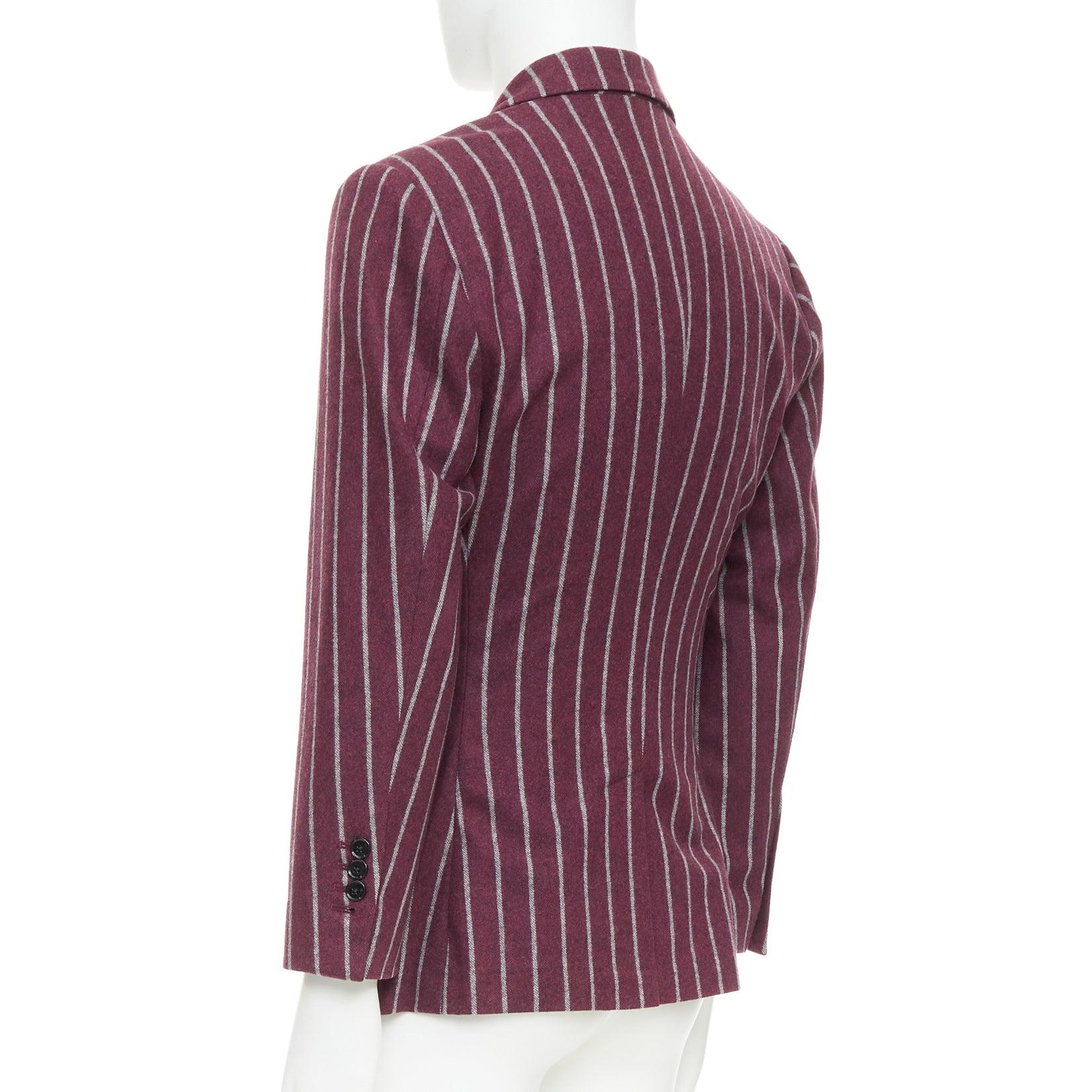DOLCE GABBANA blazer de lana gris burdeos a rayas con bolsillo con solapa IT50 L en venta 1