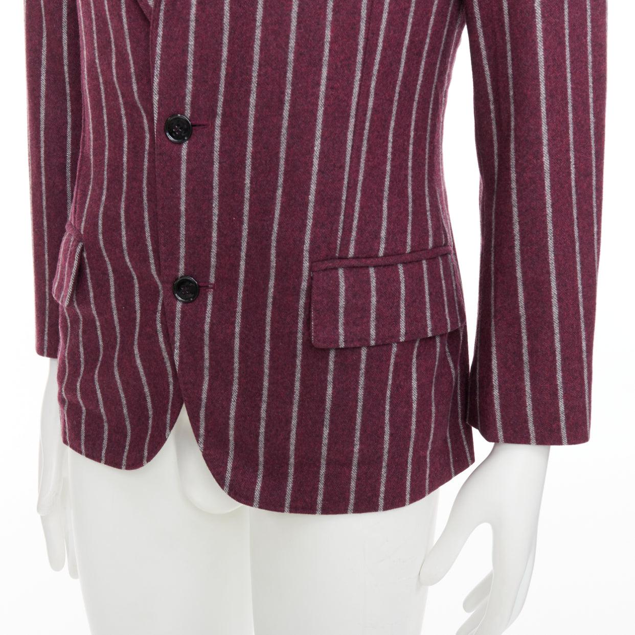 DOLCE GABBANA blazer de lana gris burdeos a rayas con bolsillo con solapa IT50 L en venta 2
