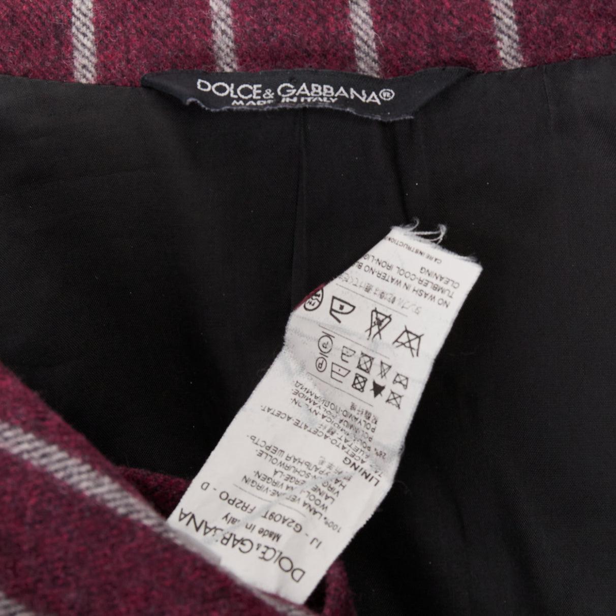 DOLCE GABBANA blazer de lana gris burdeos a rayas con bolsillo con solapa IT50 L en venta 3