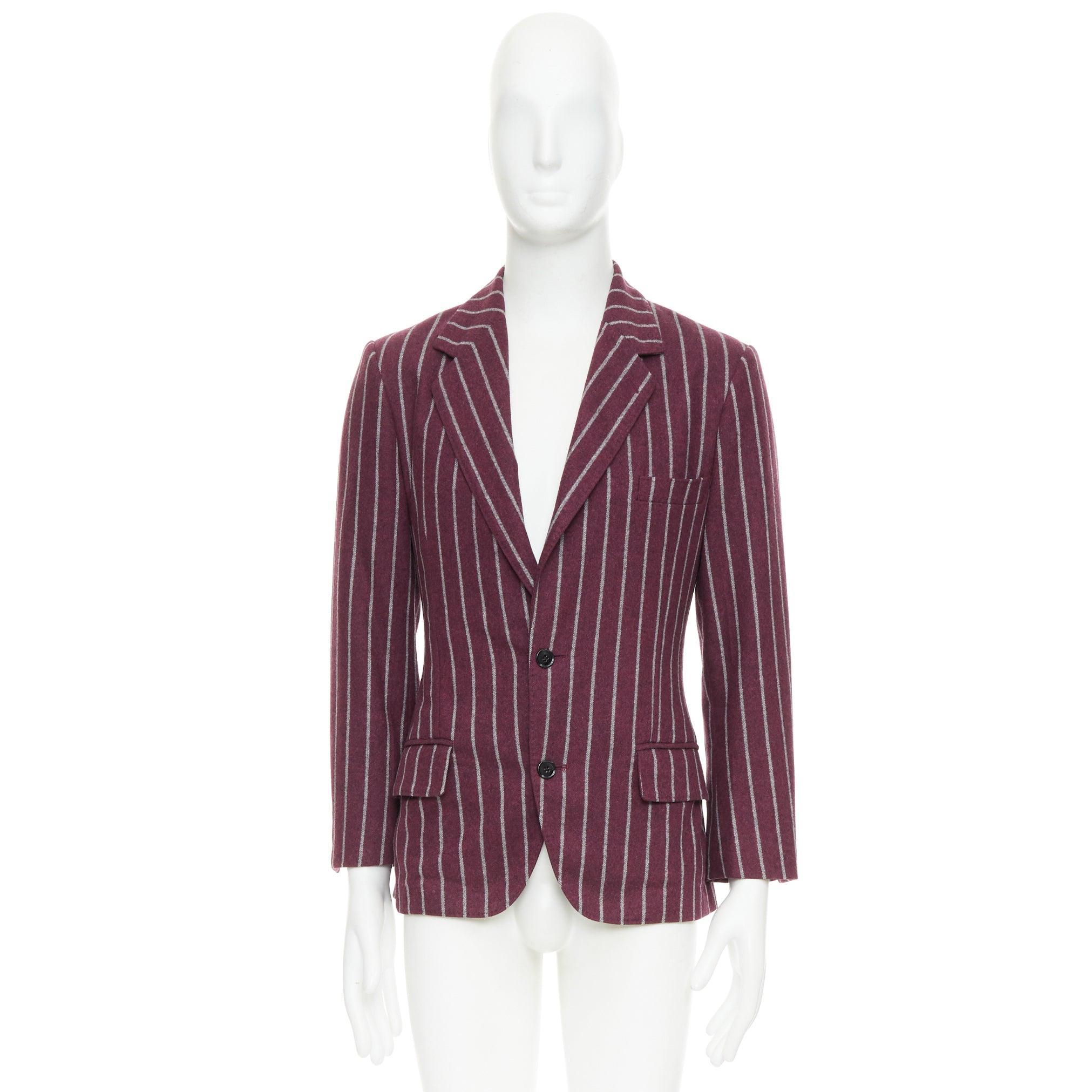 DOLCE GABBANA blazer de lana gris burdeos a rayas con bolsillo con solapa IT50 L en venta 4