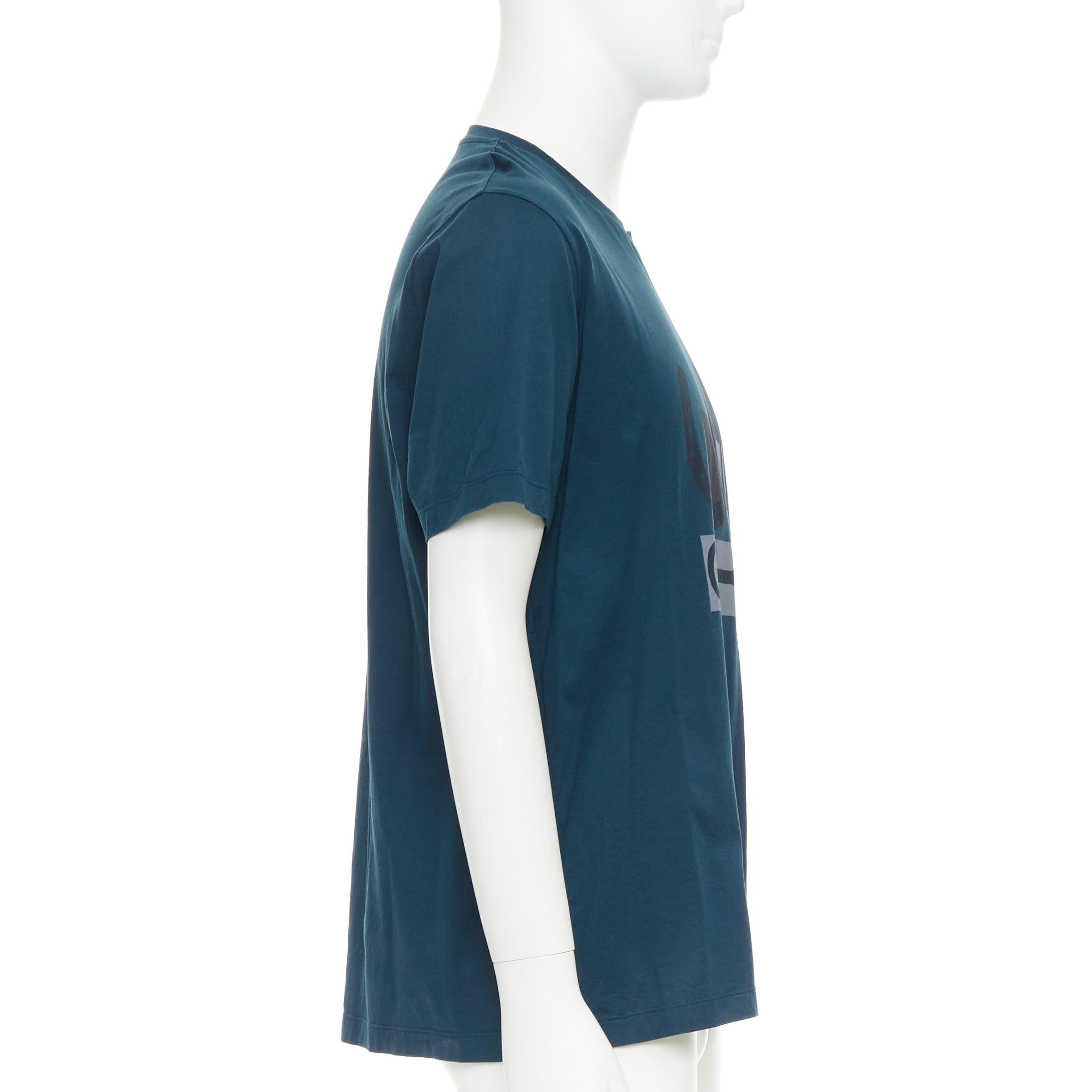 HERMES - Tshirt girocollo in cotone con stampa di un cavallo blu scuro In condizioni ottime in vendita a Hong Kong, NT
