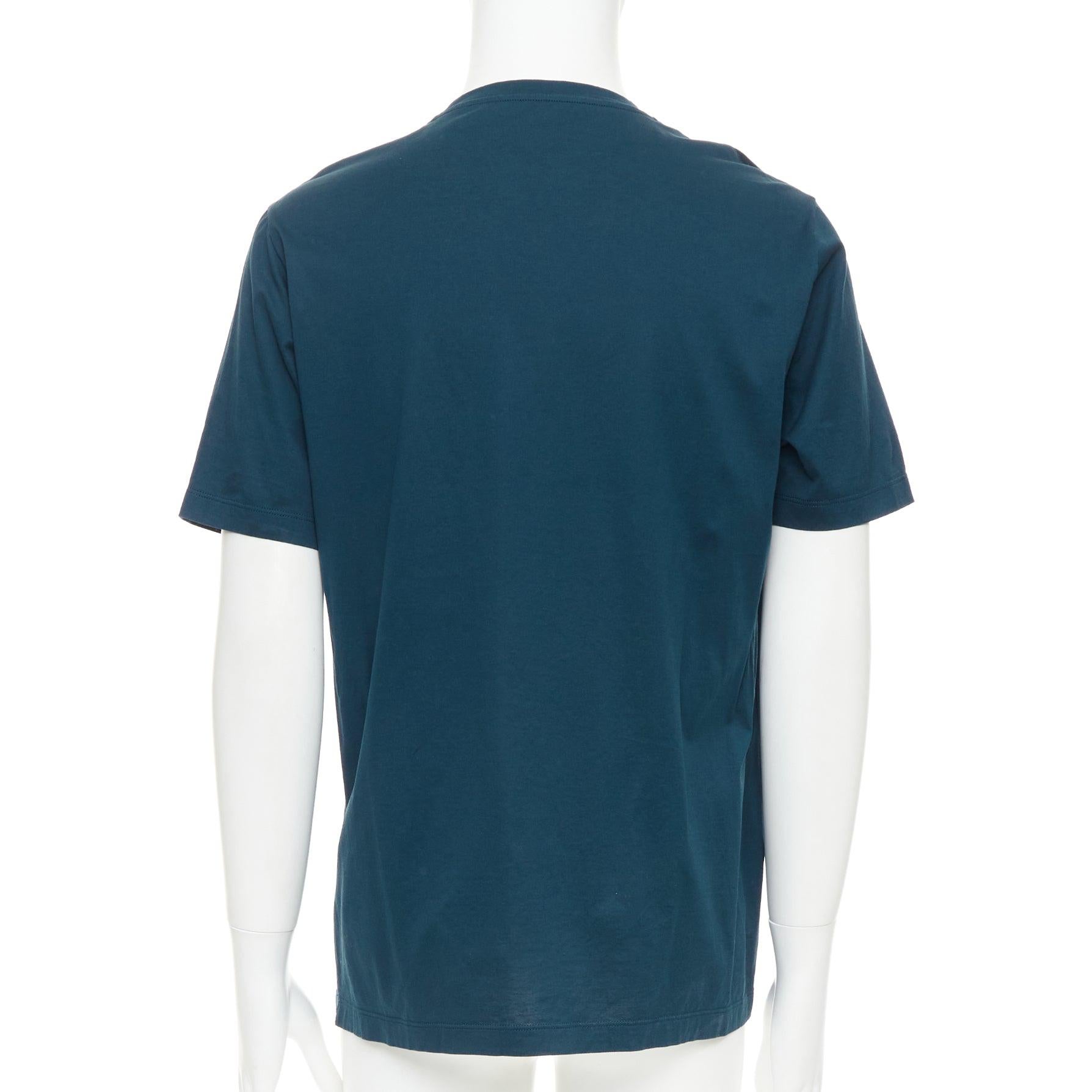 Uomo HERMES - Tshirt girocollo in cotone con stampa di un cavallo blu scuro in vendita