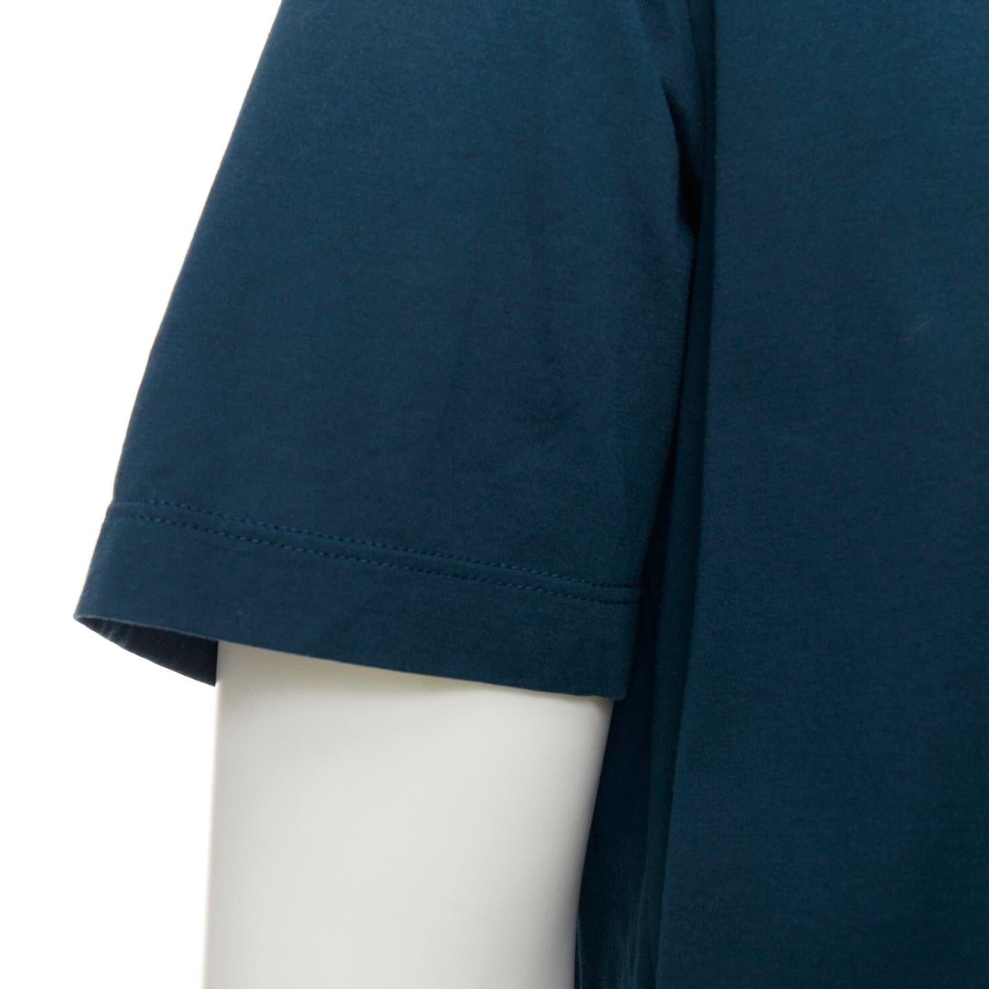 HERMES - Tshirt girocollo in cotone con stampa di un cavallo blu scuro in vendita 2