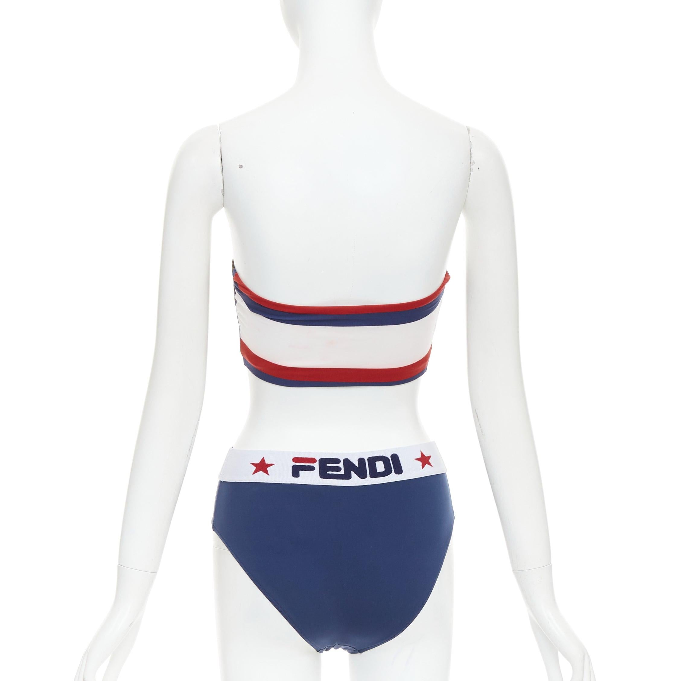 FENDI FILA bleu rouge logo étoile bandeau bikini 2 pièces IT36 XXS État moyen - En vente à Hong Kong, NT