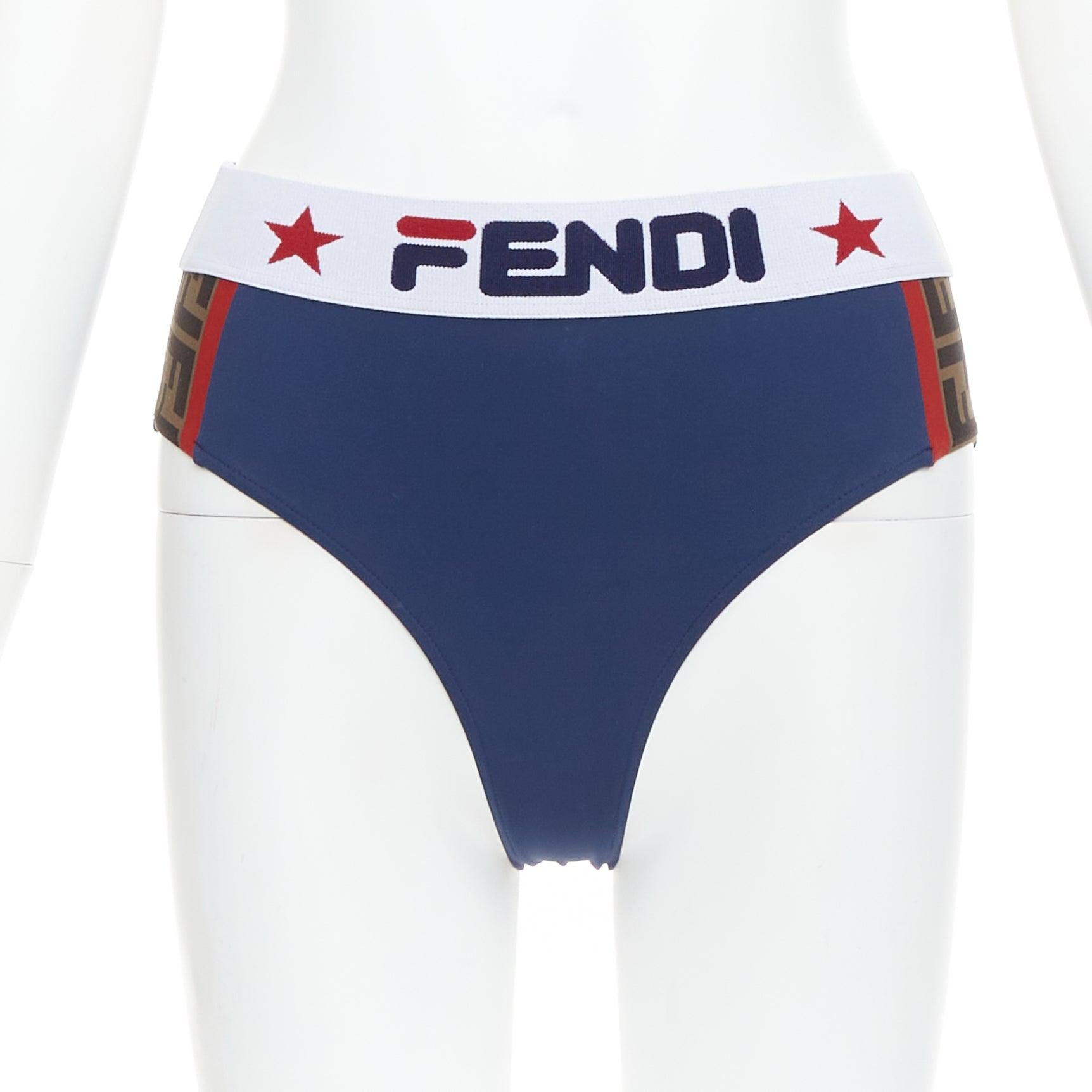 FENDI FILA bleu rouge logo étoile bandeau bikini 2 pièces IT36 XXS en vente 1