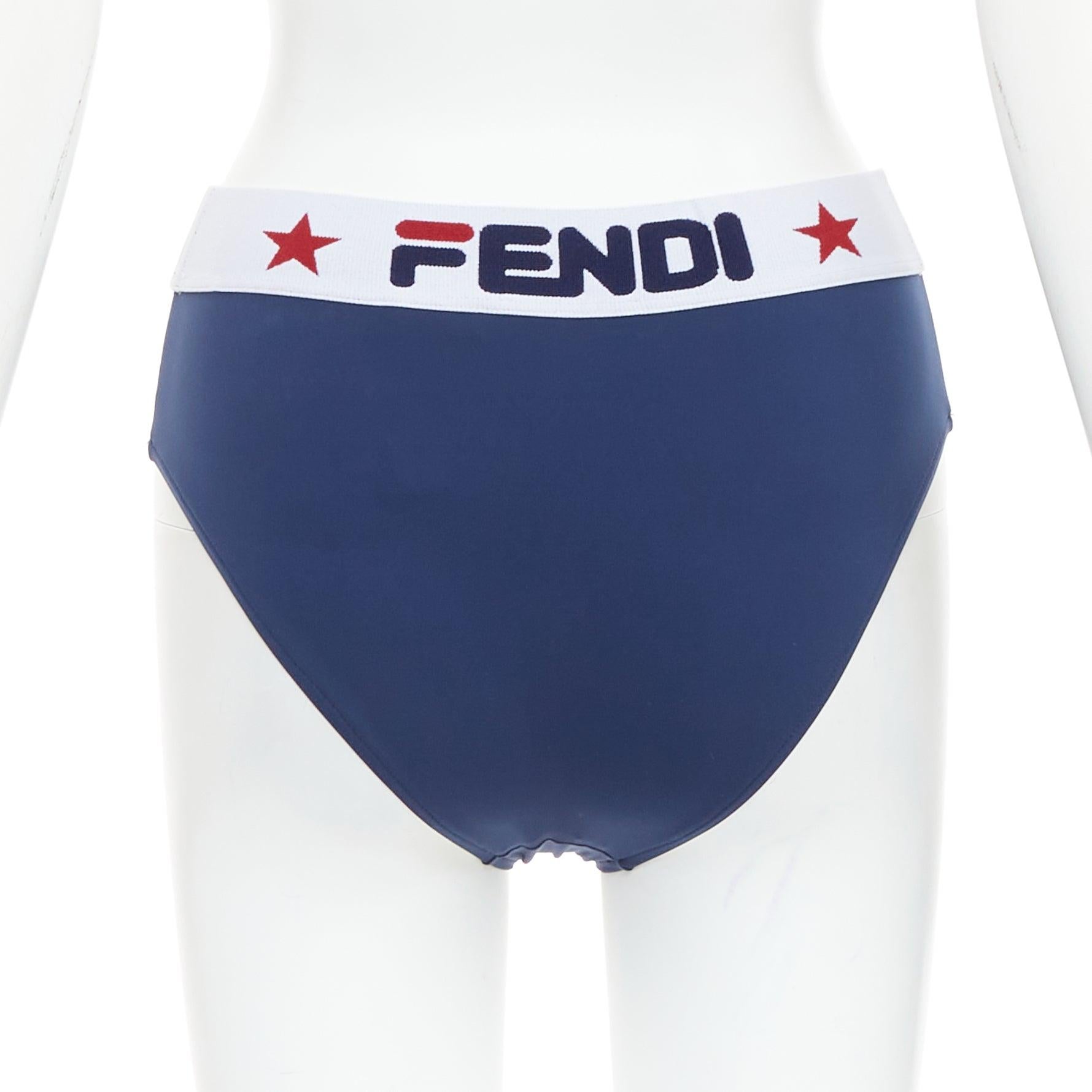 FENDI FILA bleu rouge logo étoile bandeau bikini 2 pièces IT36 XXS en vente 2