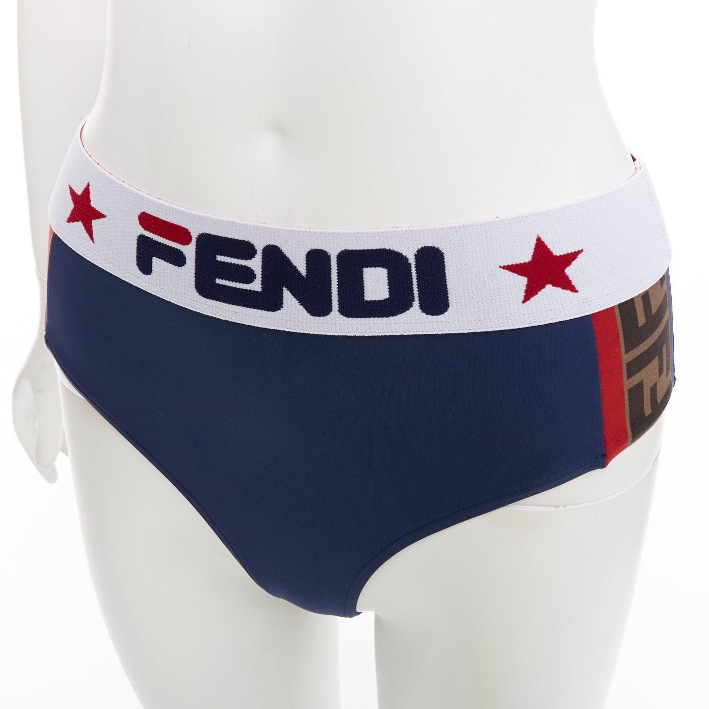 FENDI FILA bleu rouge logo étoile bandeau bikini 2 pièces IT36 XXS en vente 4