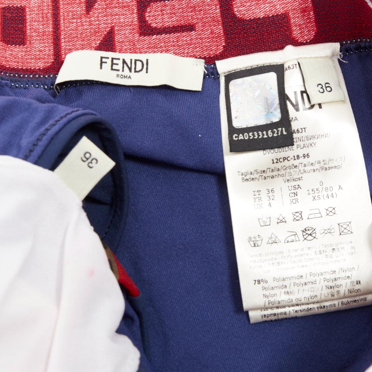 FENDI FILA bleu rouge logo étoile bandeau bikini 2 pièces IT36 XXS en vente 5