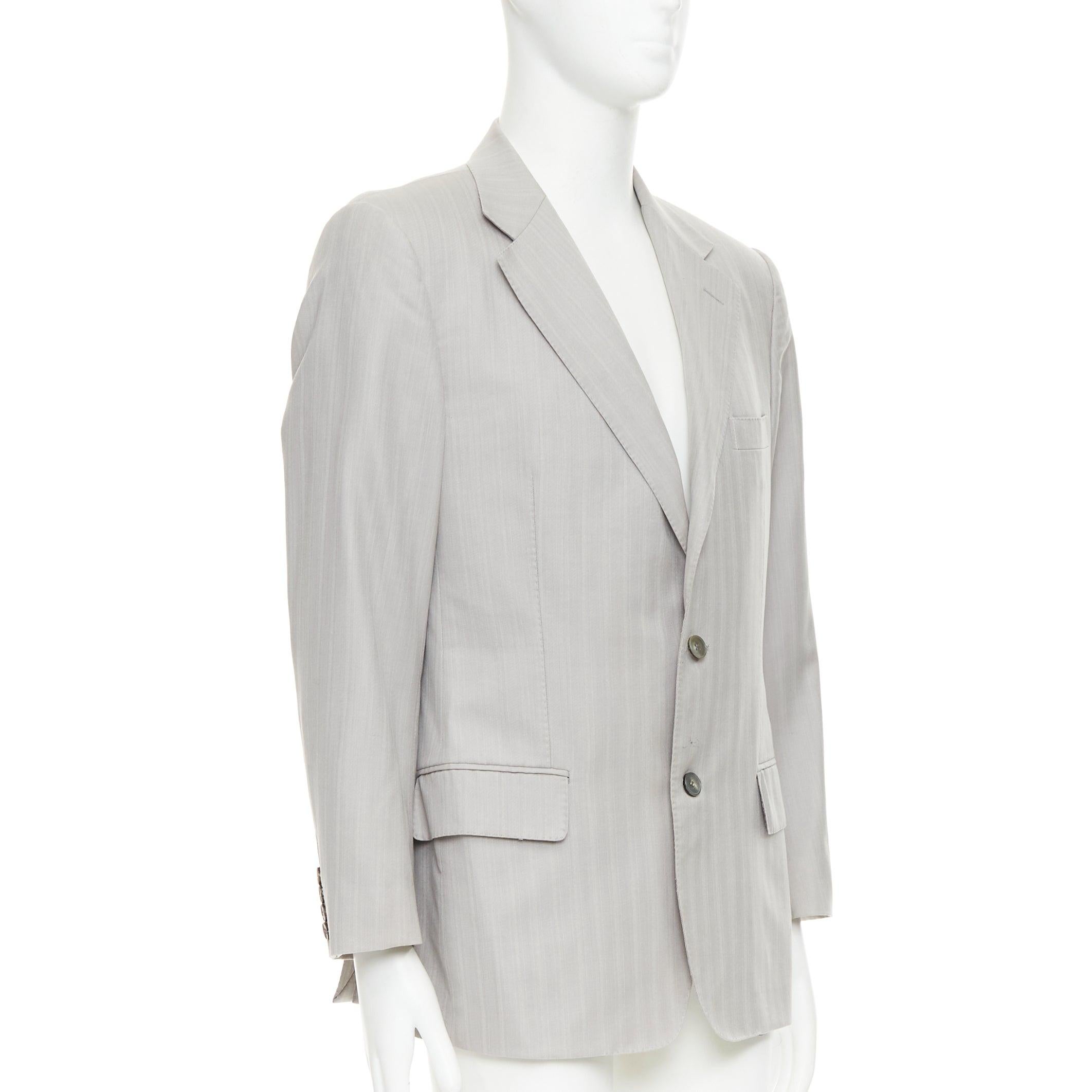 Gris Blazer simple poitrine à chevrons gris clair GUCCI IT52 XL en vente