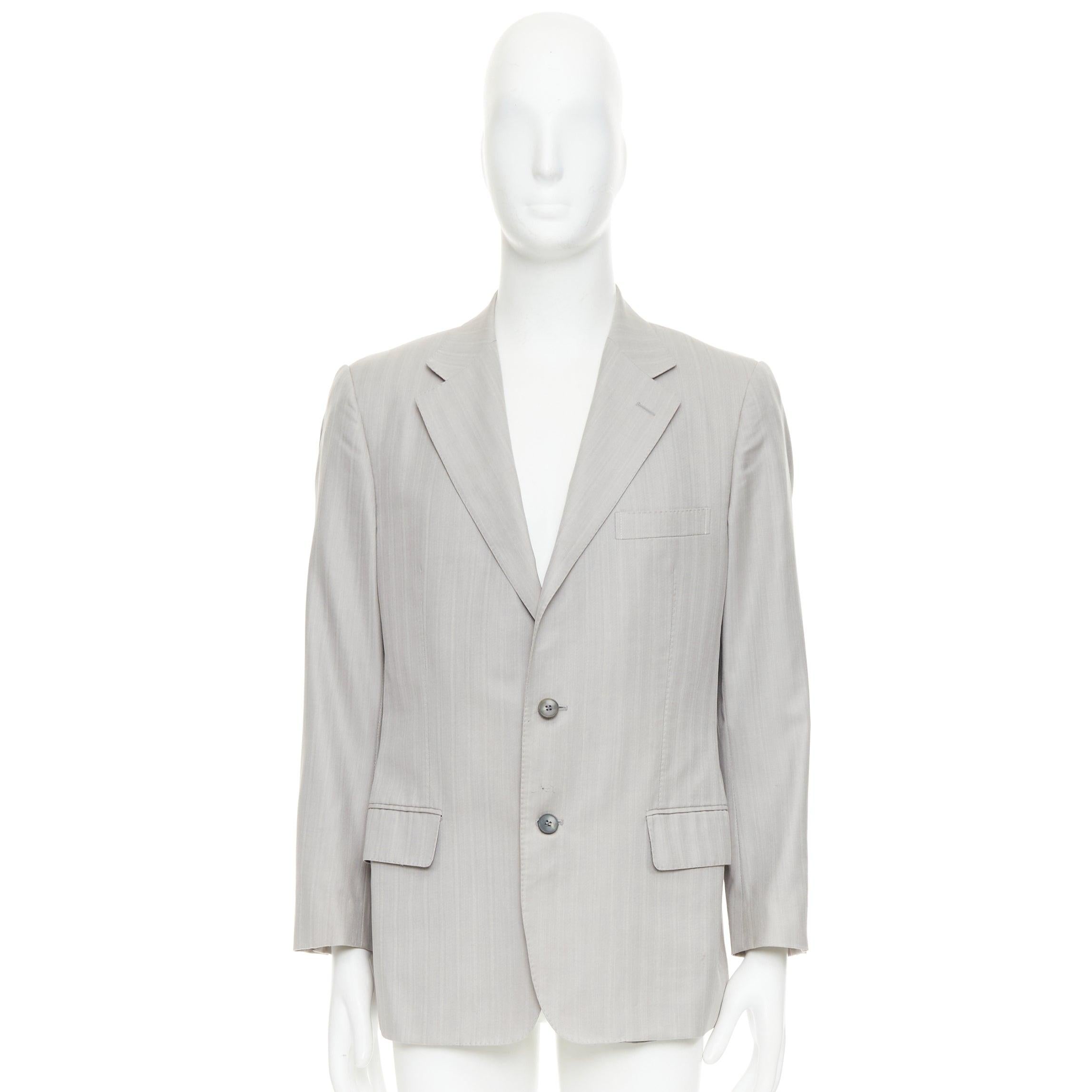 Blazer simple poitrine à chevrons gris clair GUCCI IT52 XL en vente 4