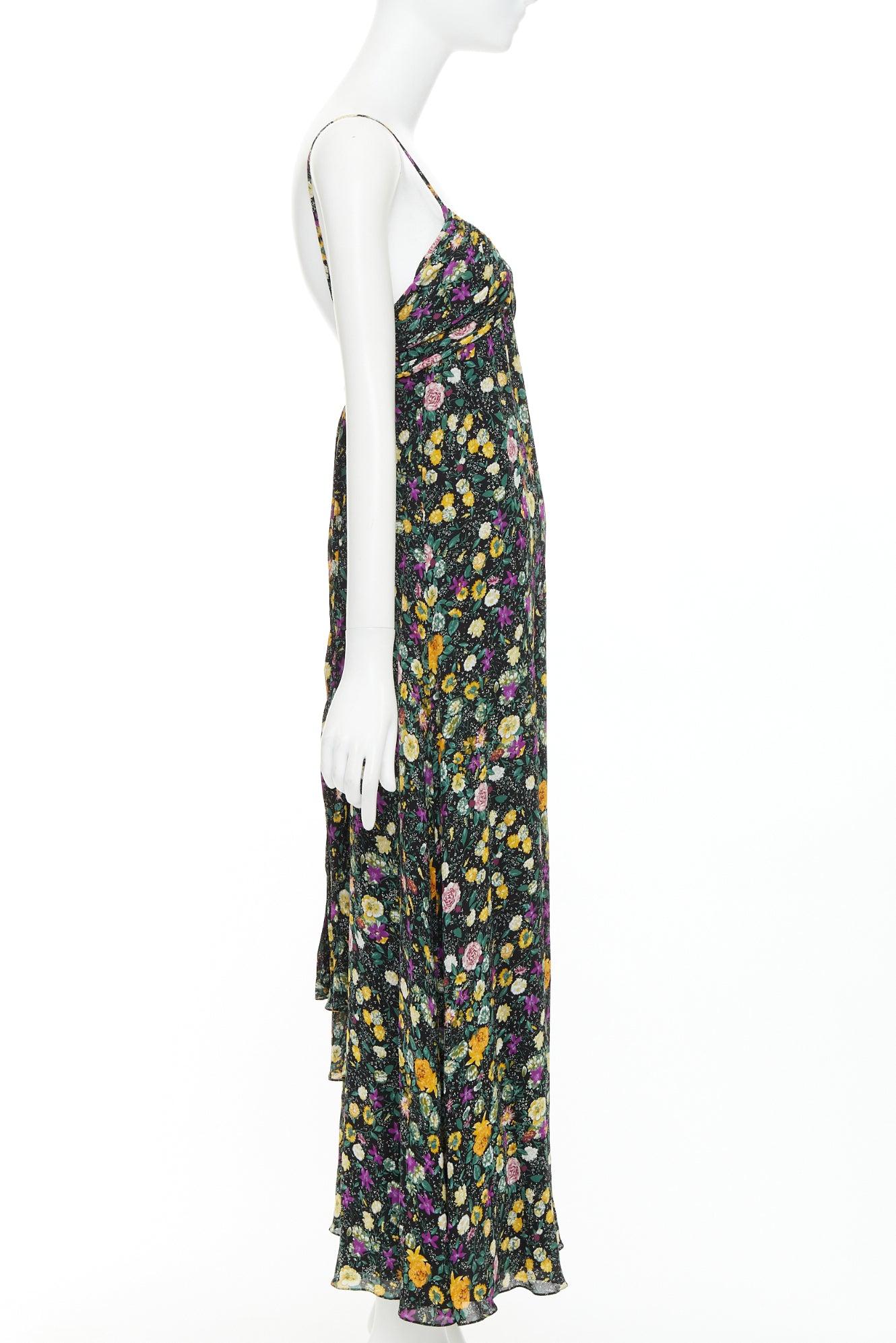 Celine Hedi Slimane robe en viscose à imprimé floral jaune violet FR38 M Excellent état - En vente à Hong Kong, NT