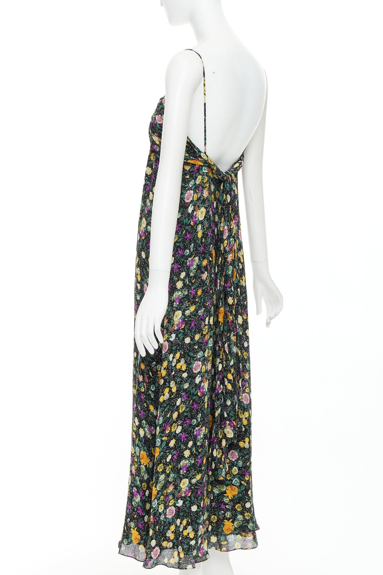 Celine Hedi Slimane robe en viscose à imprimé floral jaune violet FR38 M en vente 1