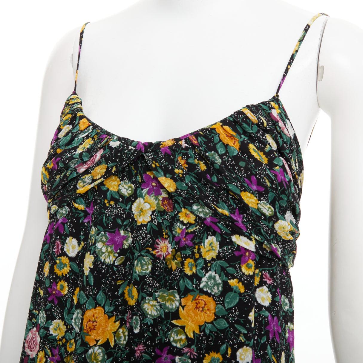 Celine Hedi Slimane robe en viscose à imprimé floral jaune violet FR38 M en vente 2