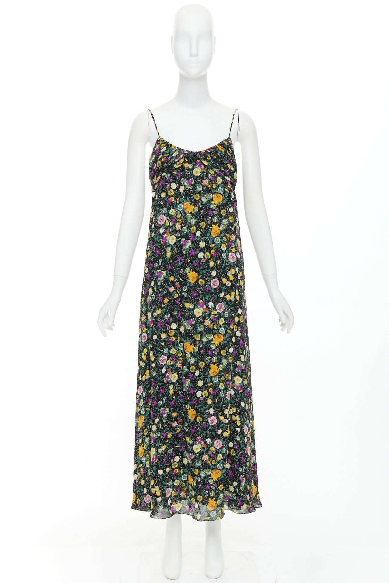 Celine Hedi Slimane robe en viscose à imprimé floral jaune violet FR38 M en vente 4
