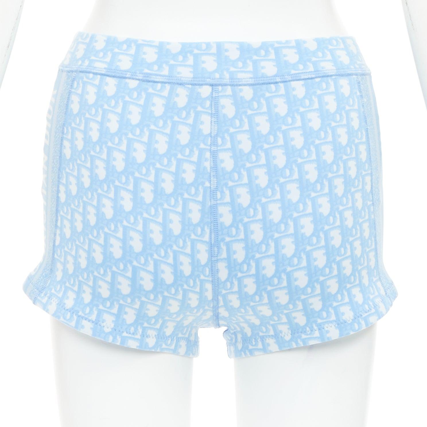 CHRISTIAN DIOR 2021 azul blanco Monograma oblicuo cremallera crop top short conjunto FR34 XS en venta 4