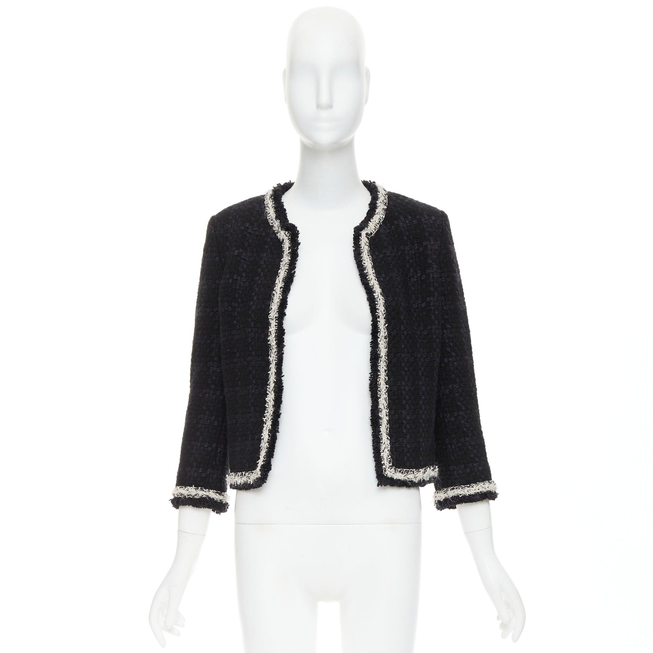 SAINT LAURENT 2021 navyfarbene Woll-Seiden-Tweedjacke mit geflochtener Silberkette FR38 M im Angebot 5