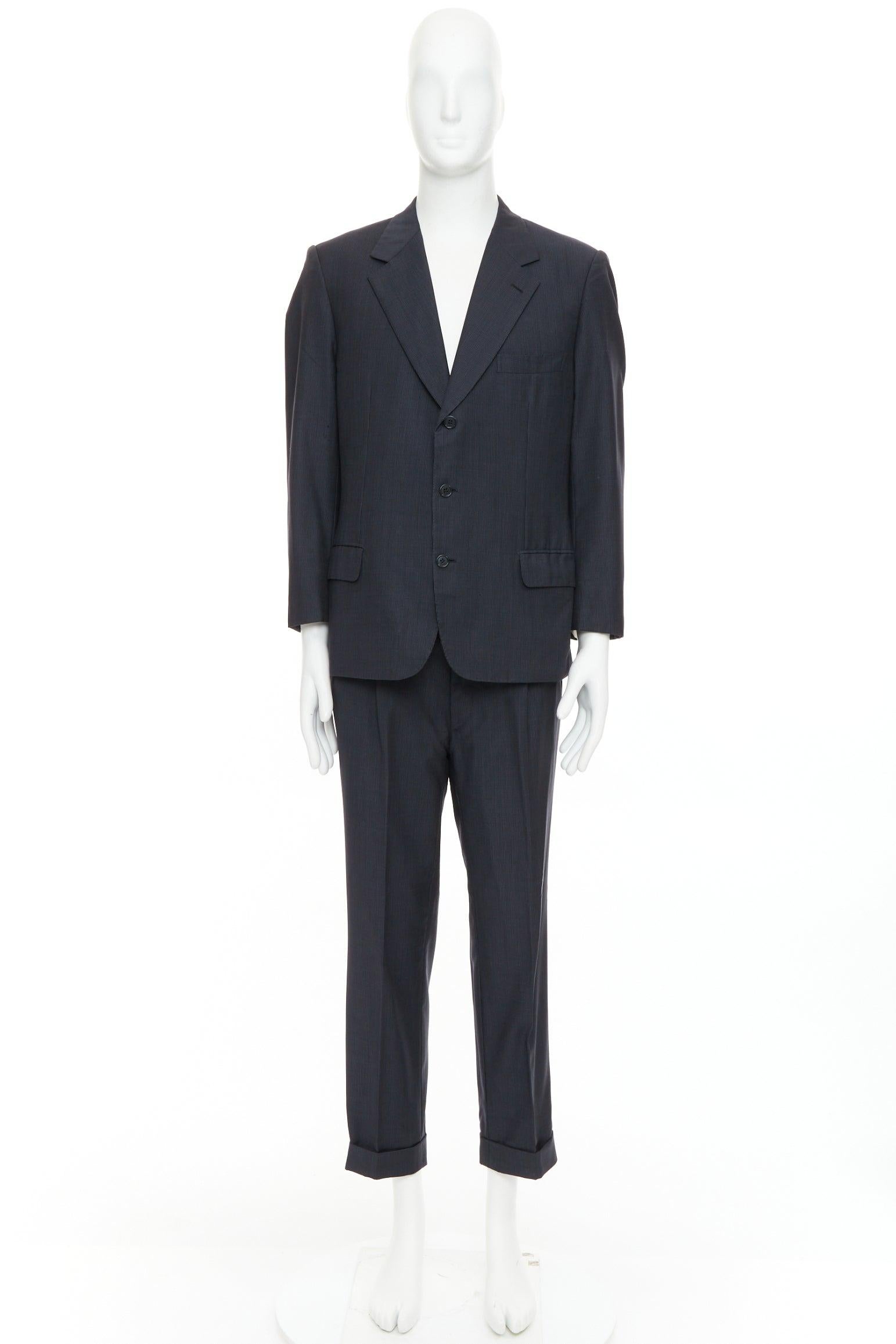 Brioni Cesar - Ensemble blazer en laine à rayures - marine - IT52 XL en vente 6