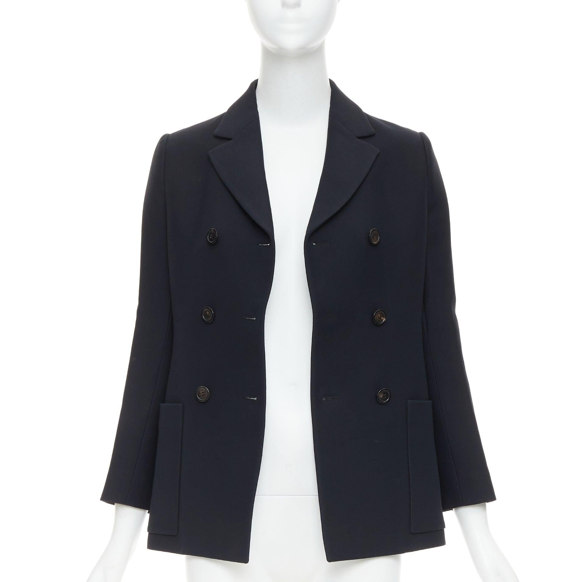 Nero DIOR Marlene  blazer classico doppiopetto in lana e seta nera FR36 S in vendita