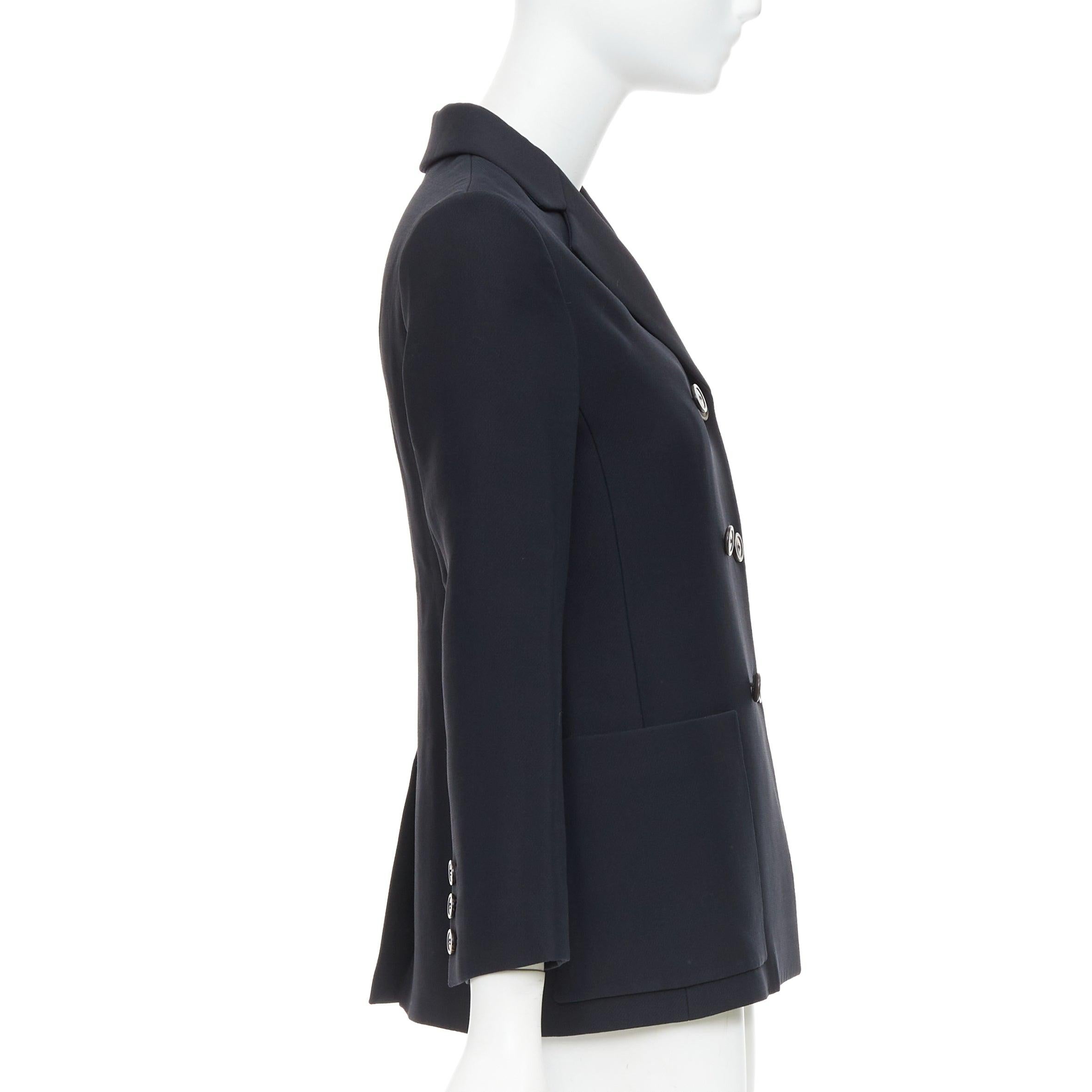 Donna DIOR Marlene  blazer classico doppiopetto in lana e seta nera FR36 S in vendita