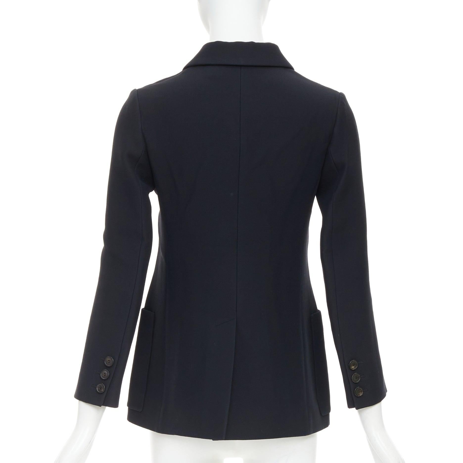 DIOR Marlene  blazer classico doppiopetto in lana e seta nera FR36 S in vendita 1
