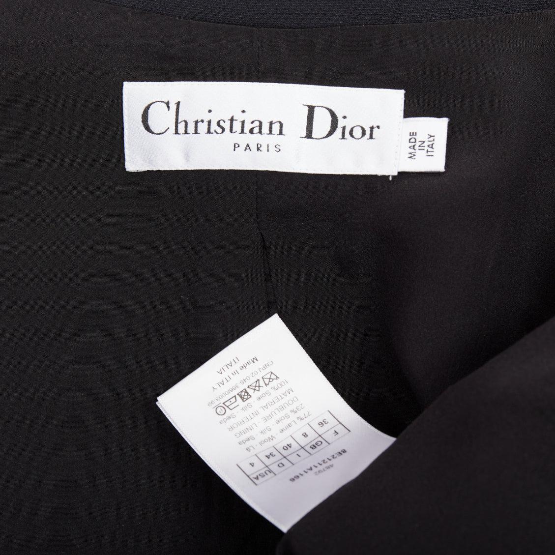 DIOR Marlene  blazer classico doppiopetto in lana e seta nera FR36 S in vendita 4
