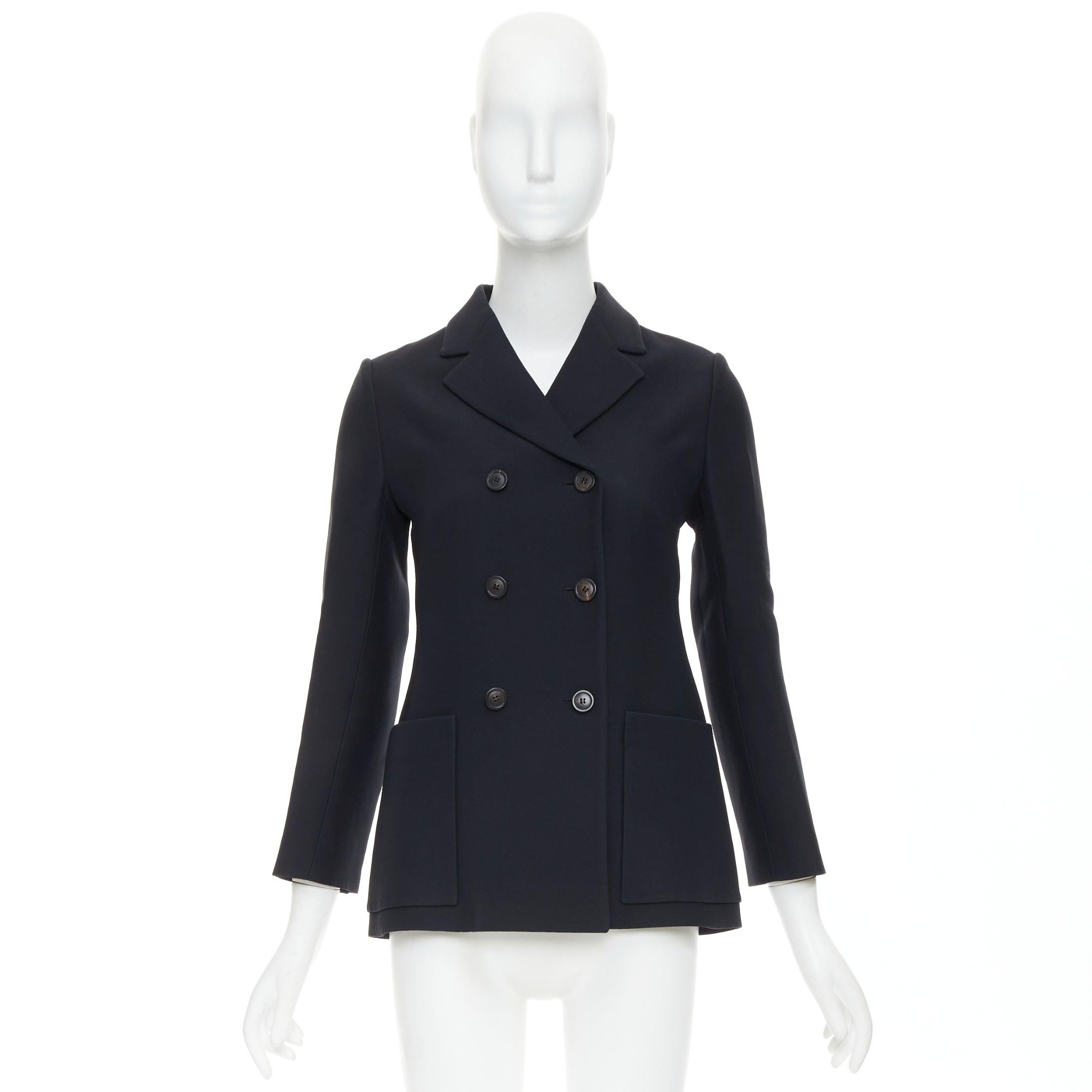 DIOR Marlene  blazer classico doppiopetto in lana e seta nera FR36 S in vendita 5