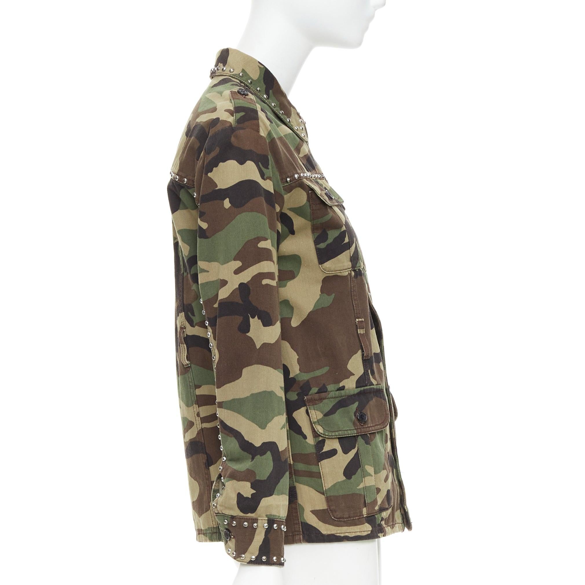 Donna SAINT LAURENT 2015 Greene & Greene & Greene, giacca militare in cotone con borchie XS in vendita