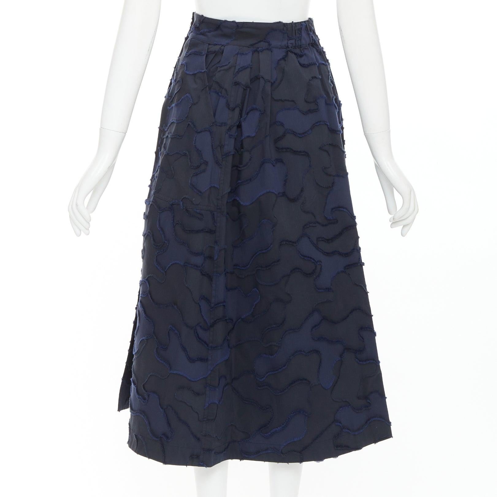 De las mujeres CHRISTIAN DIOR 2020 Falda midi en jacquard de camuflaje de algodón azul marino FR34 XS en venta