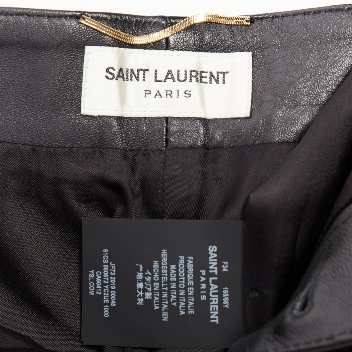 SAINT LAURENT 2019 short western à revers en tulipe d'agneau à taille haute FR34 XS en vente 4