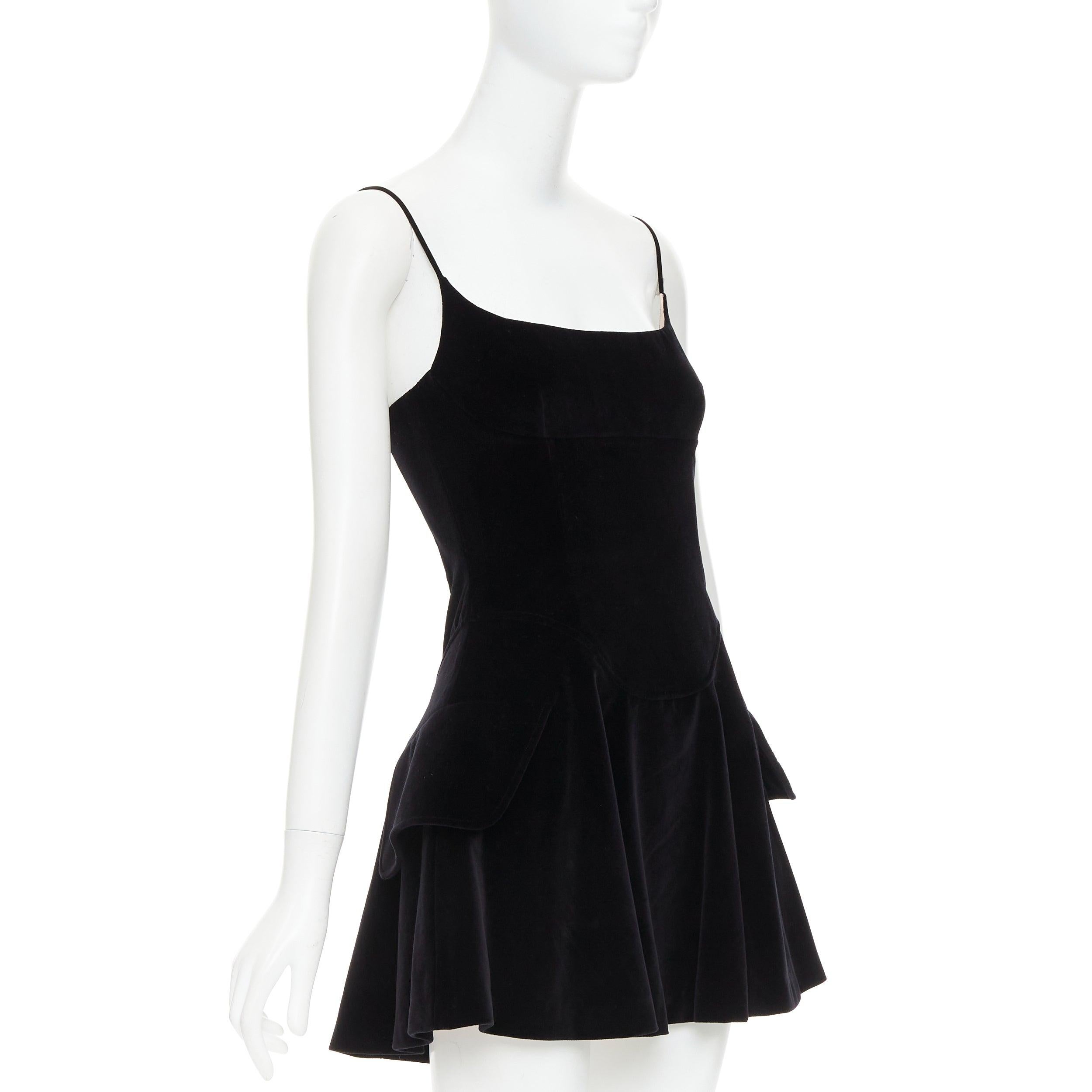 ALEXANDER WANG Schwarzer Baumwollsamt Korsett ausgestelltes Partykleid US0 XS im Zustand „Neu“ im Angebot in Hong Kong, NT
