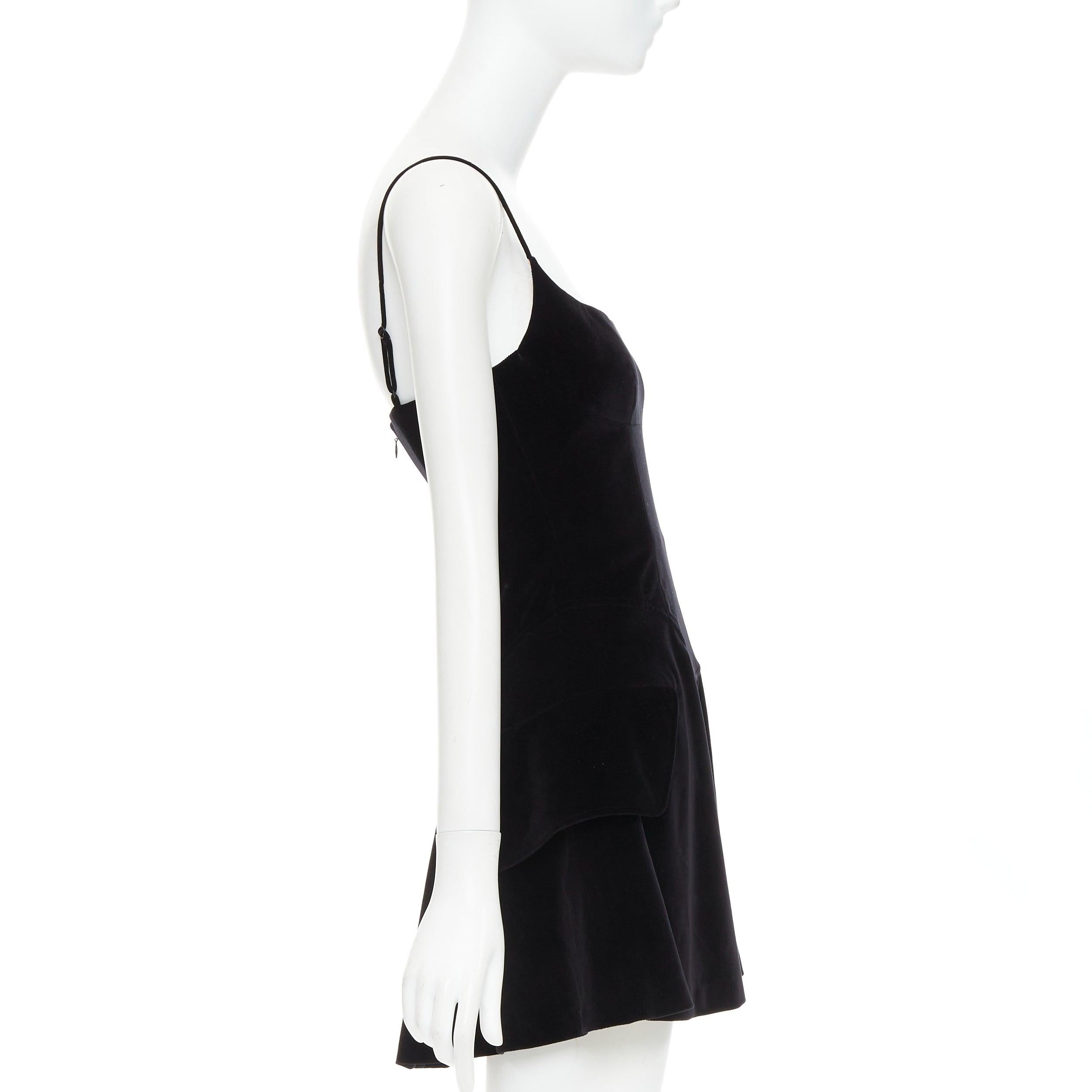 ALEXANDER WANG Schwarzer Baumwollsamt Korsett ausgestelltes Partykleid US0 XS Damen im Angebot