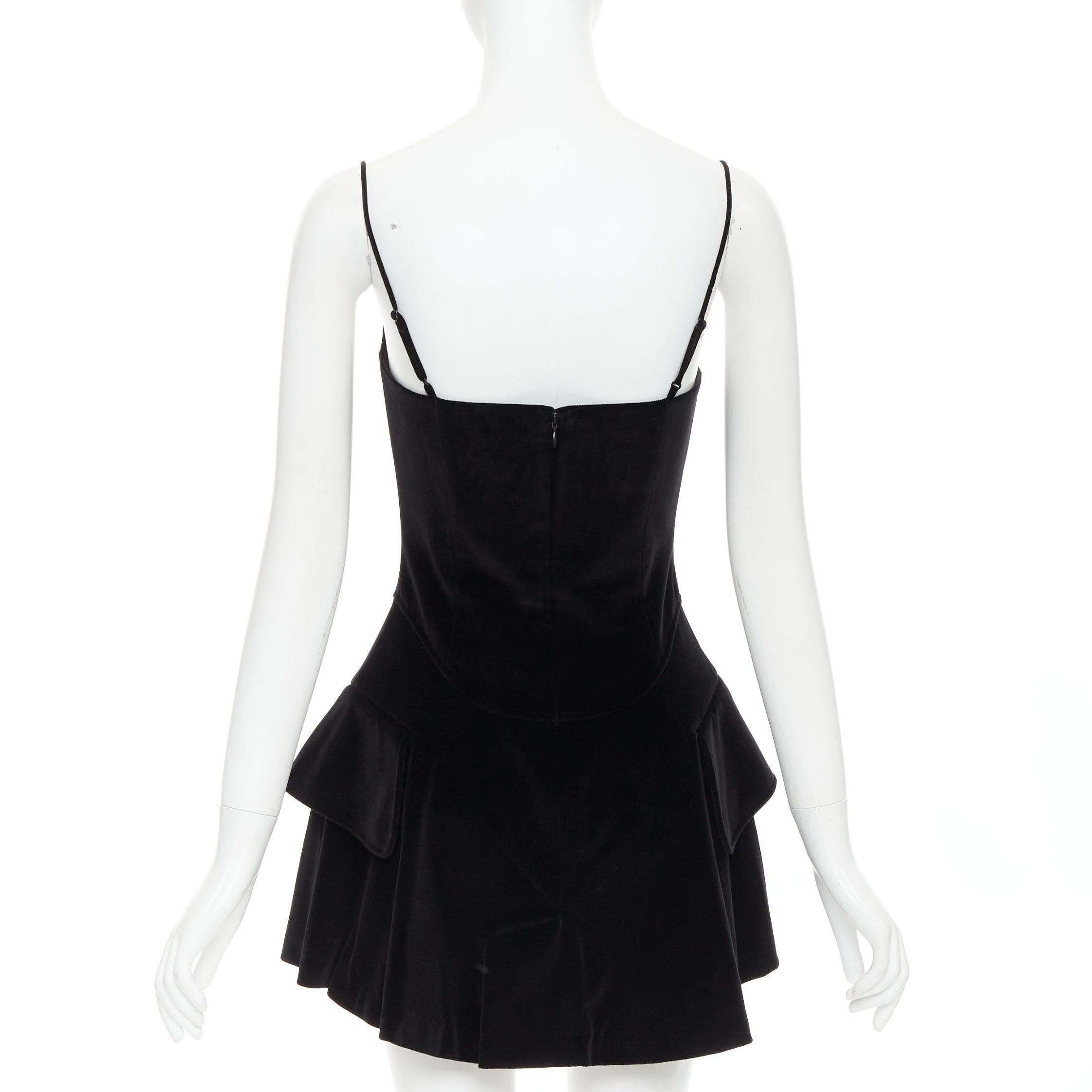 ALEXANDER WANG Schwarzer Baumwollsamt Korsett ausgestelltes Partykleid US0 XS im Angebot 1