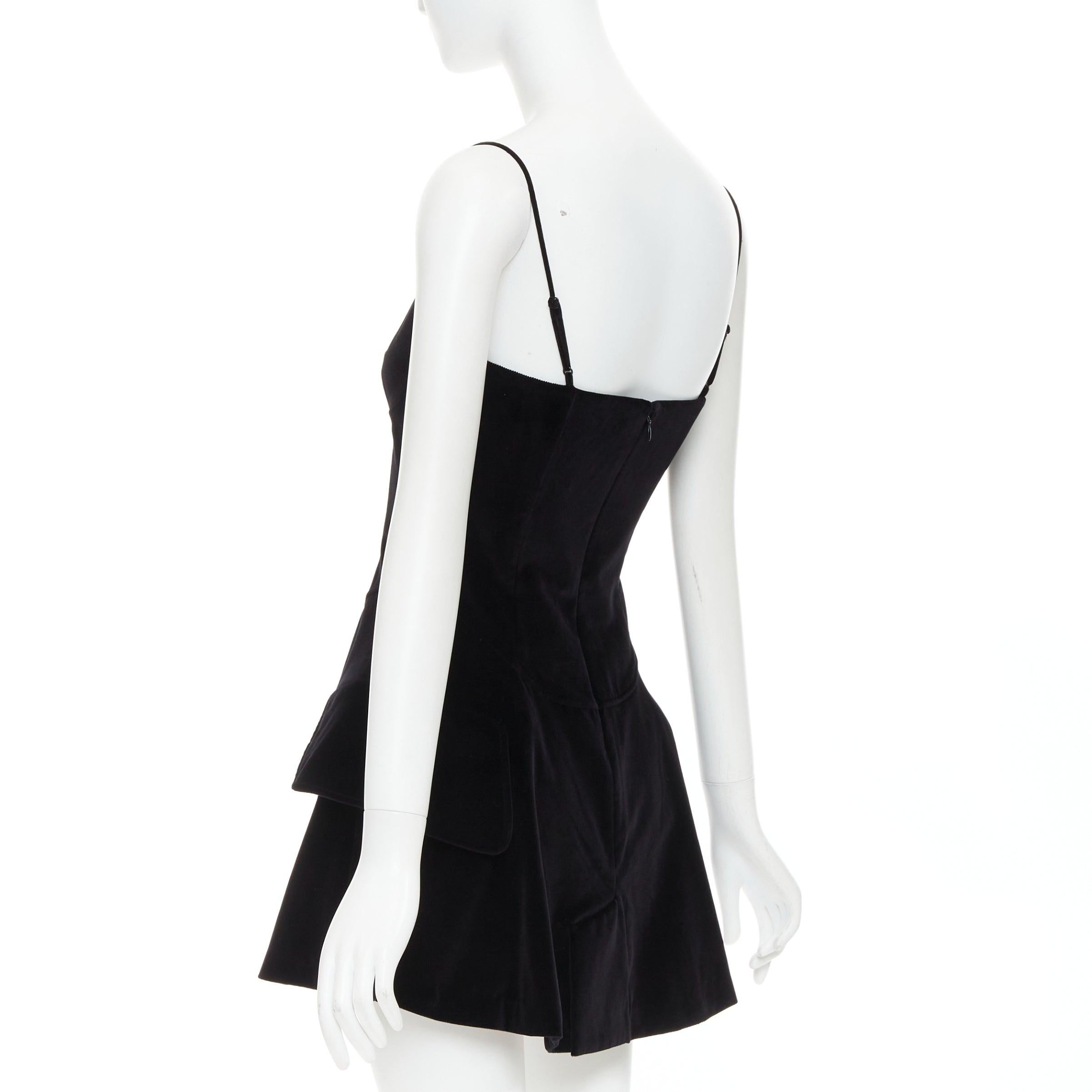 ALEXANDER WANG Schwarzer Baumwollsamt Korsett ausgestelltes Partykleid US0 XS im Angebot 2