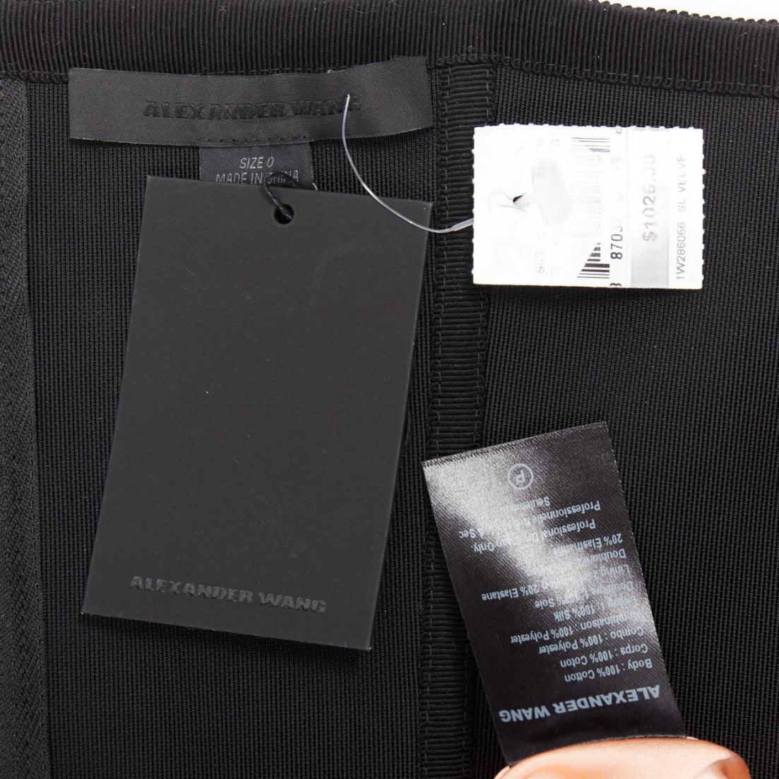ALEXANDER WANG Schwarzer Baumwollsamt Korsett ausgestelltes Partykleid US0 XS im Angebot 4