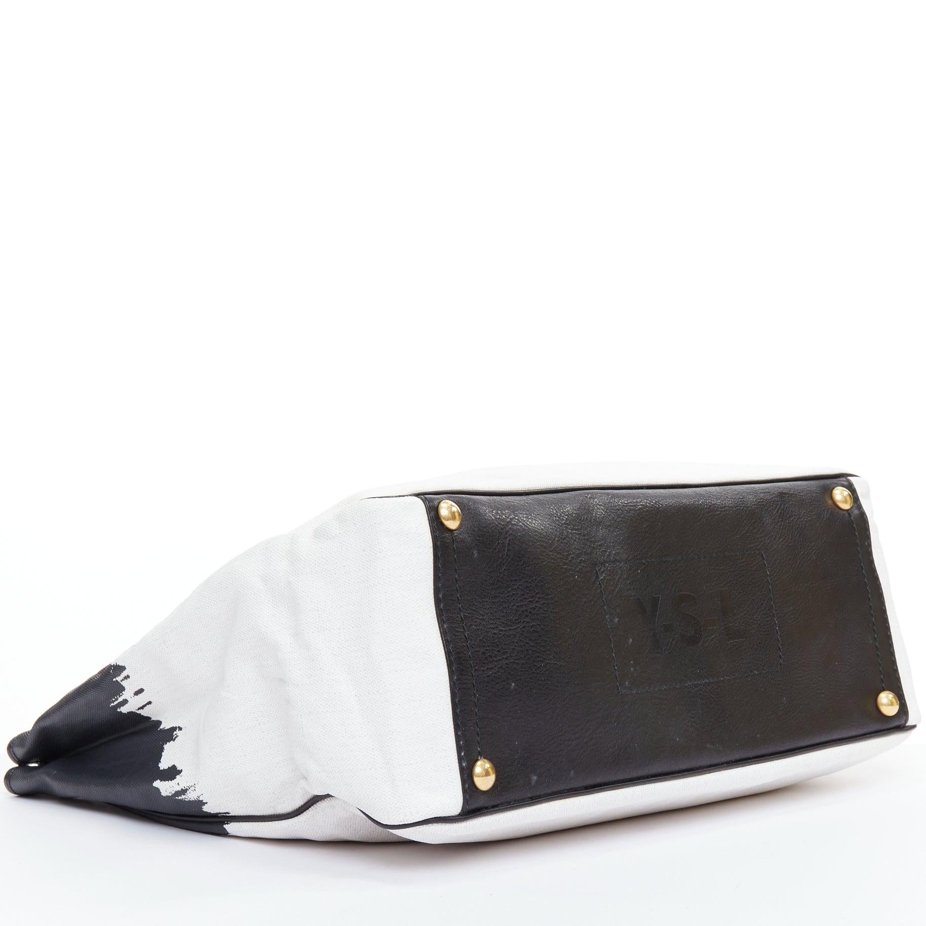 YVES SAINT LAURENT Vintage schwarz weiß Raspail Cascade Canvas Y Tragetasche im Angebot 2