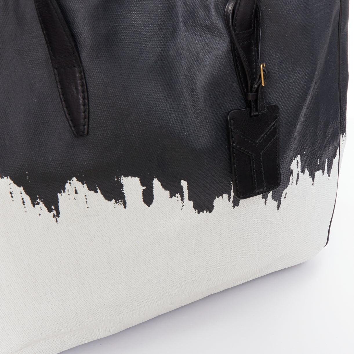 YVES SAINT LAURENT Vintage schwarz weiß Raspail Cascade Canvas Y Tragetasche im Angebot 3