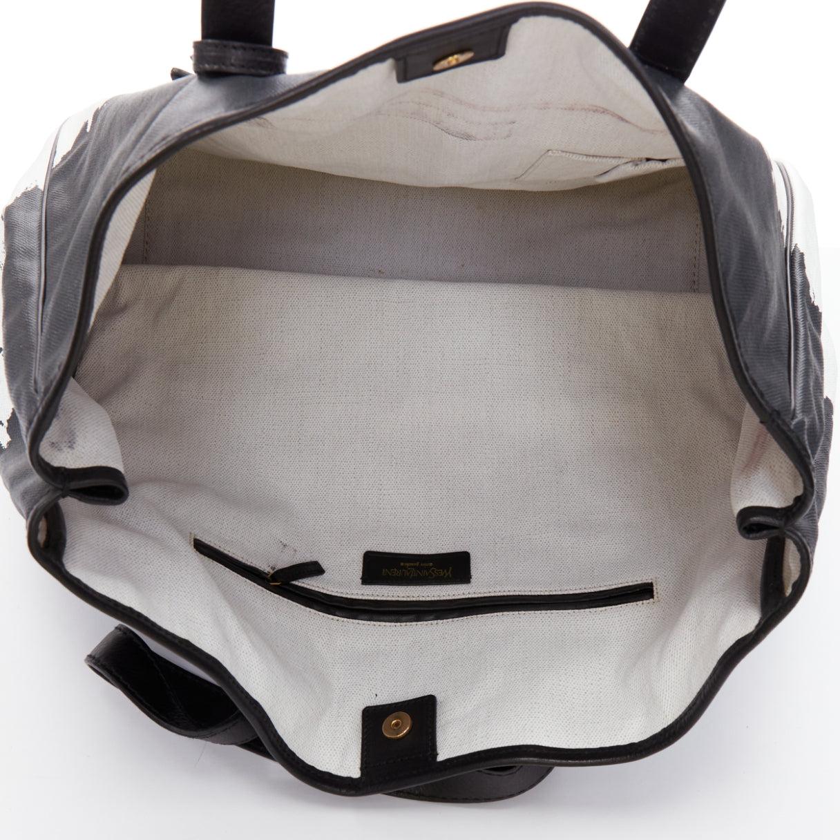 YVES SAINT LAURENT Vintage schwarz weiß Raspail Cascade Canvas Y Tragetasche im Angebot 5