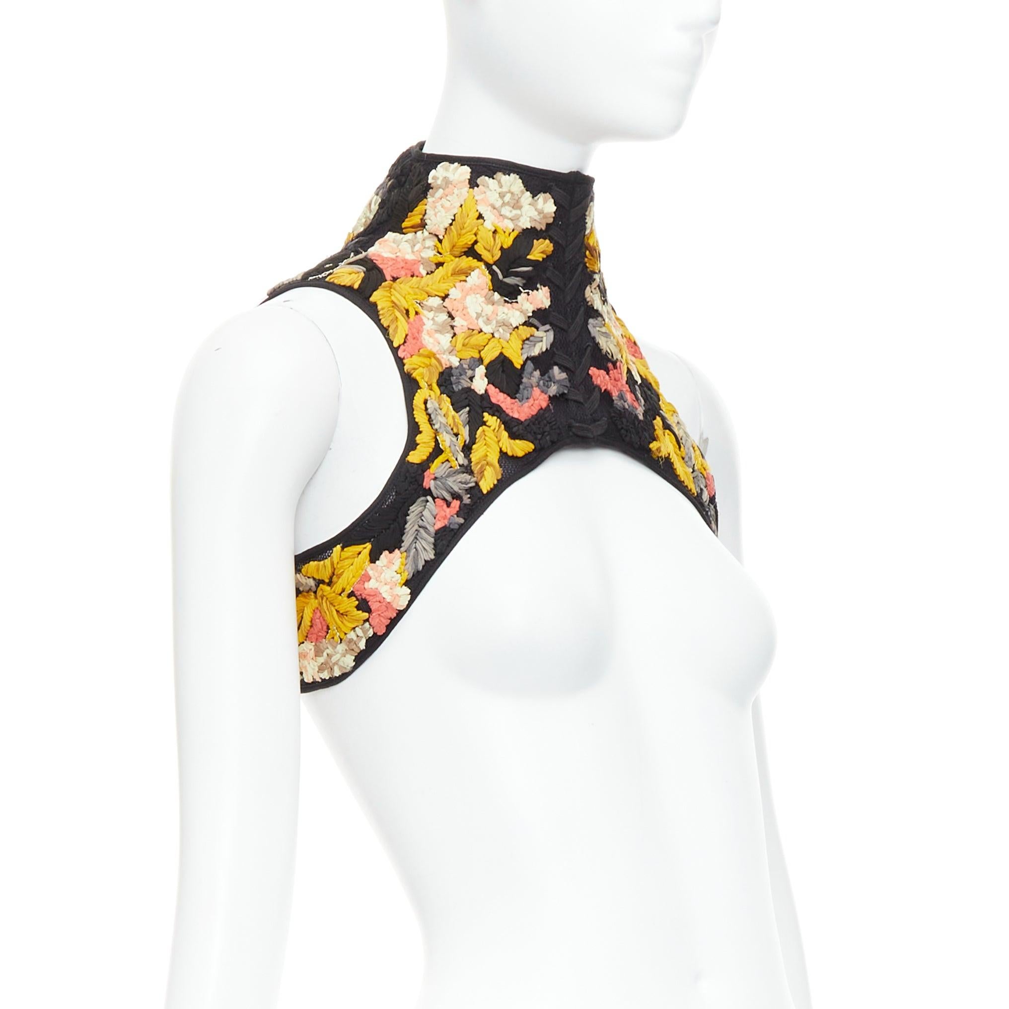 Grigio Sarah Burton for Alexander McQueen 2011 Runway yellow black ruffle harness IT40 S in vendita